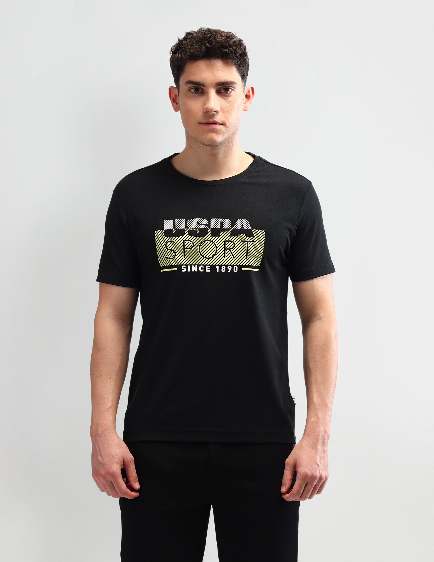 Brand Printed Slim Fit T-Shirt Black - U.S. Polo Assn. India | Large