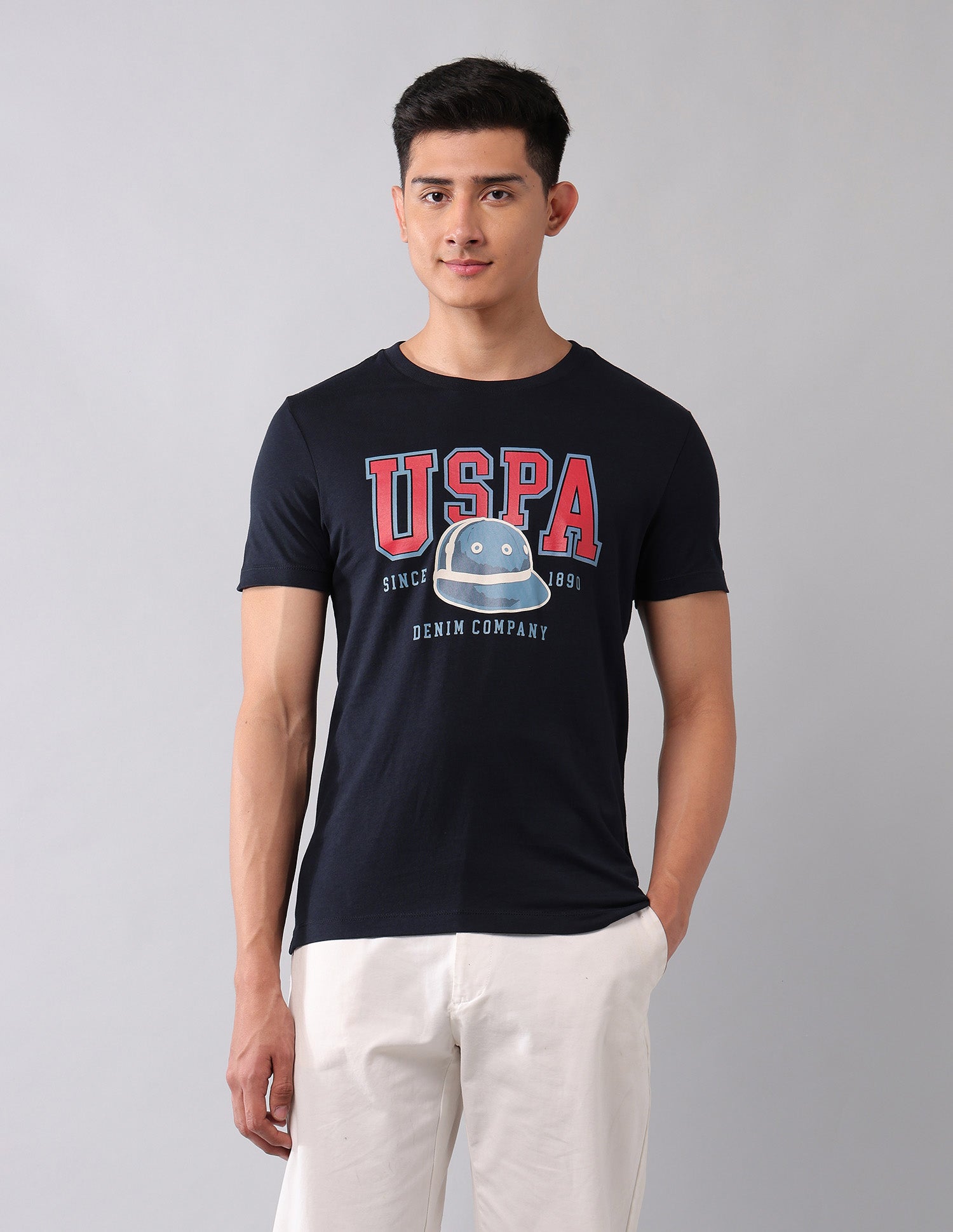 Brand Printed Muscle Fit T-Shirt Navy - U.S. Polo Assn. India | Large