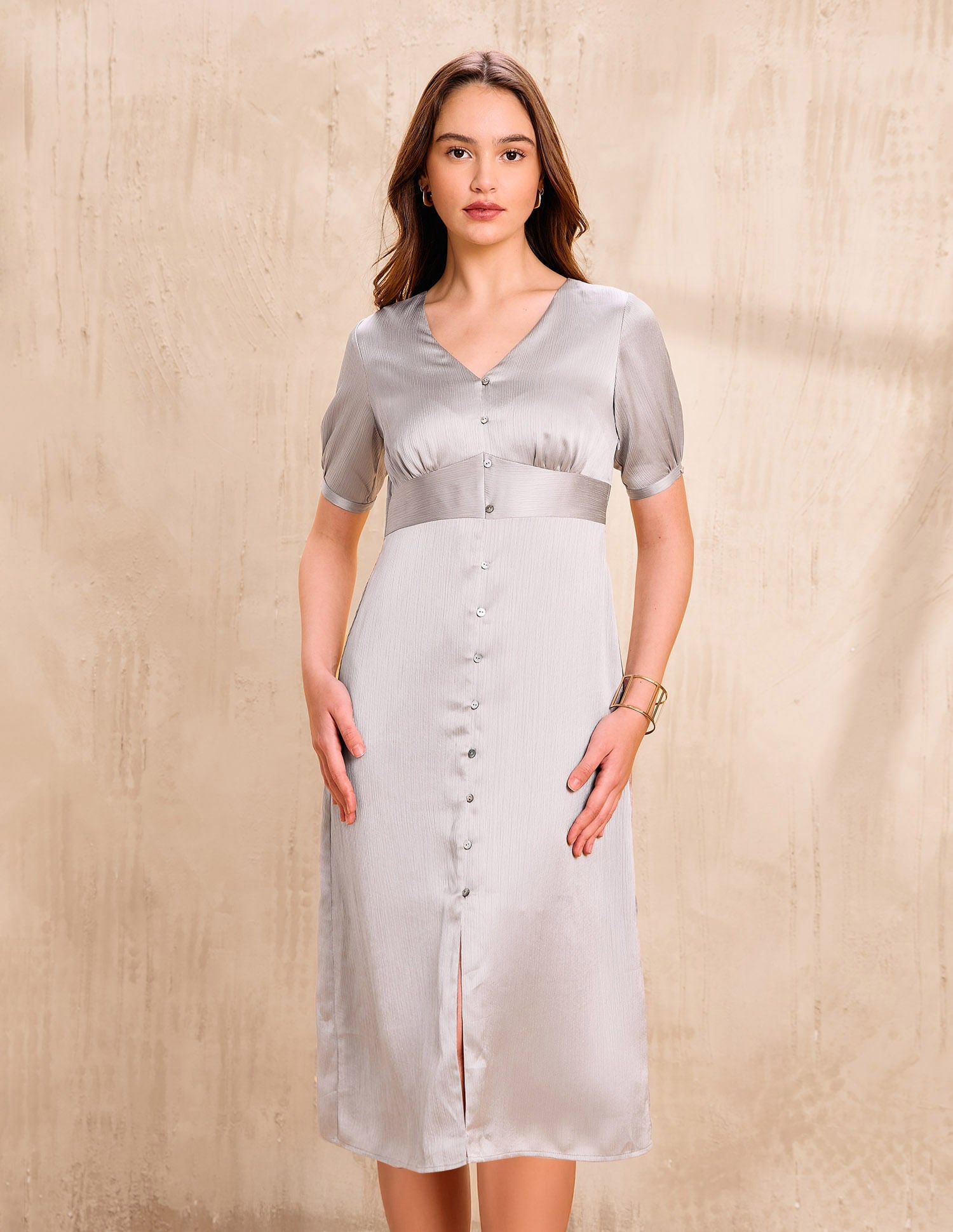 Solid V-neck A-lineDress Grey - U.S. POLO ASSN. | Large