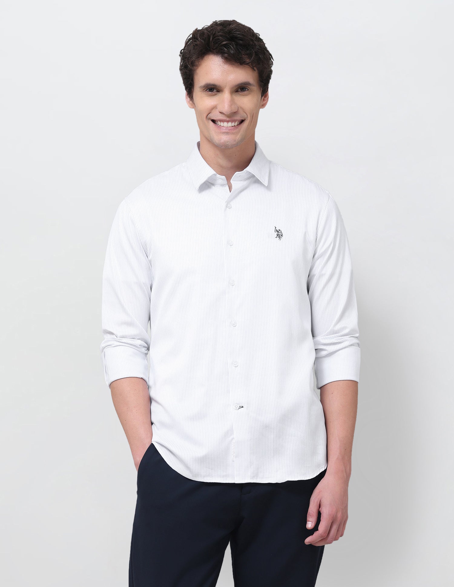 Pinstriped Regular Fit Shirt Blue - U.S. Polo Assn. India | Large