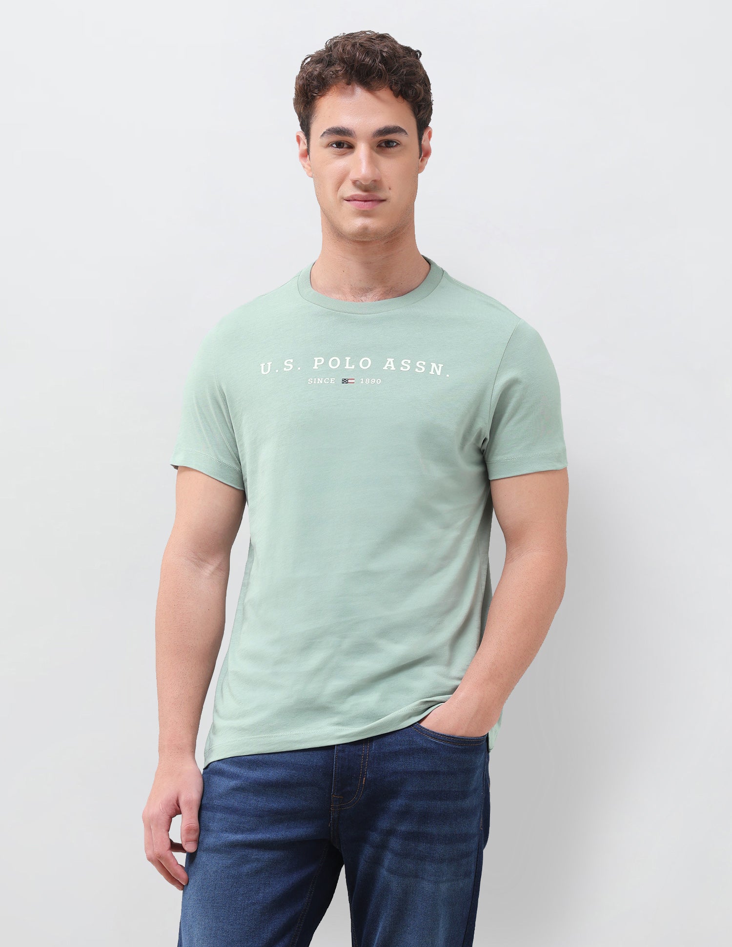 Solid Regular Fit T-Shirt Light Green - U.S. Polo Assn. India | Large