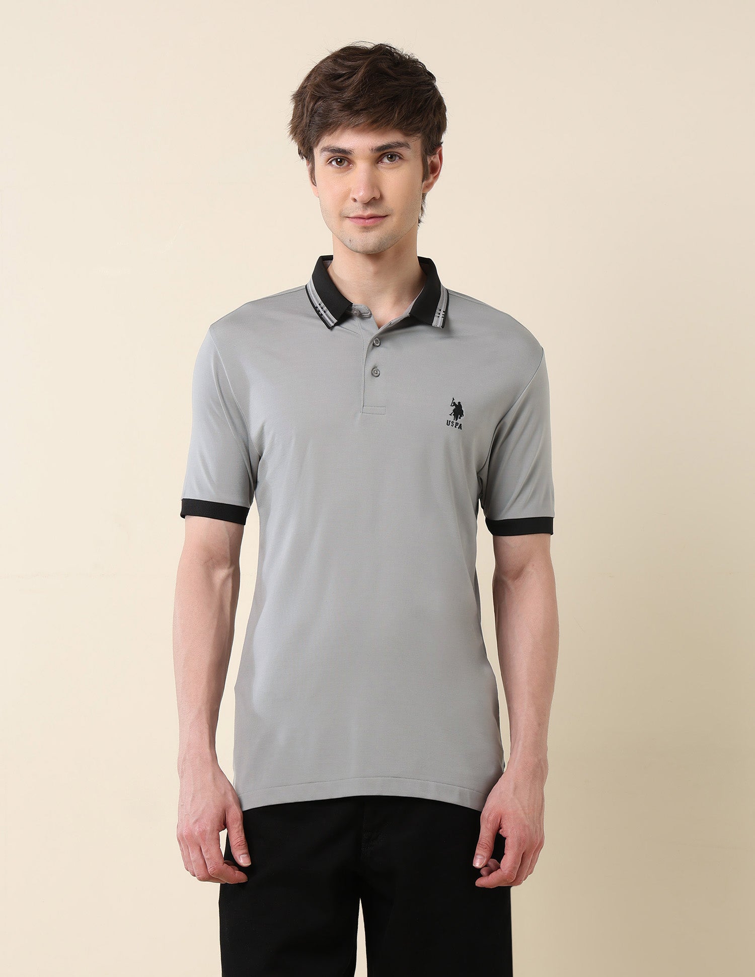 Solid Monochrome Majesty Polo Shirt Grey - U.S. Polo Assn. India | Large