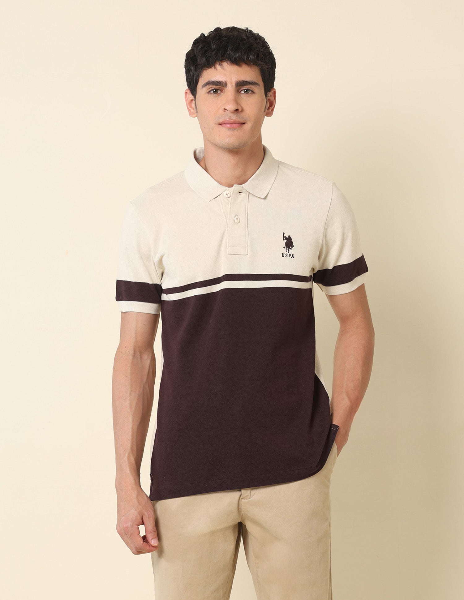 Colourblocked Classic Polo Shirt Off White - U.S. POLO ASSN. | Large