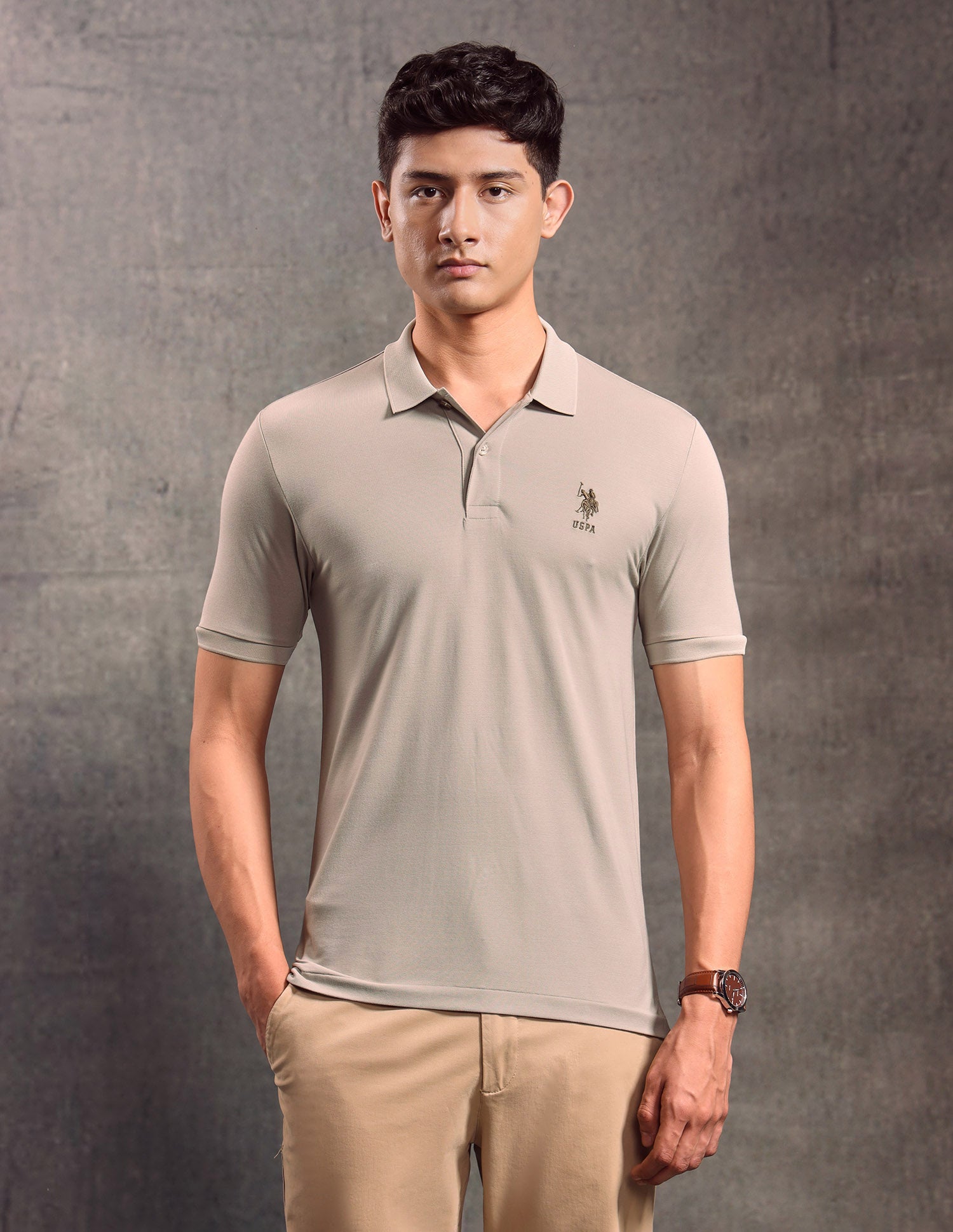 Solid Regular Fit Polo shirt Light Grey - U.S. POLO ASSN. | Large