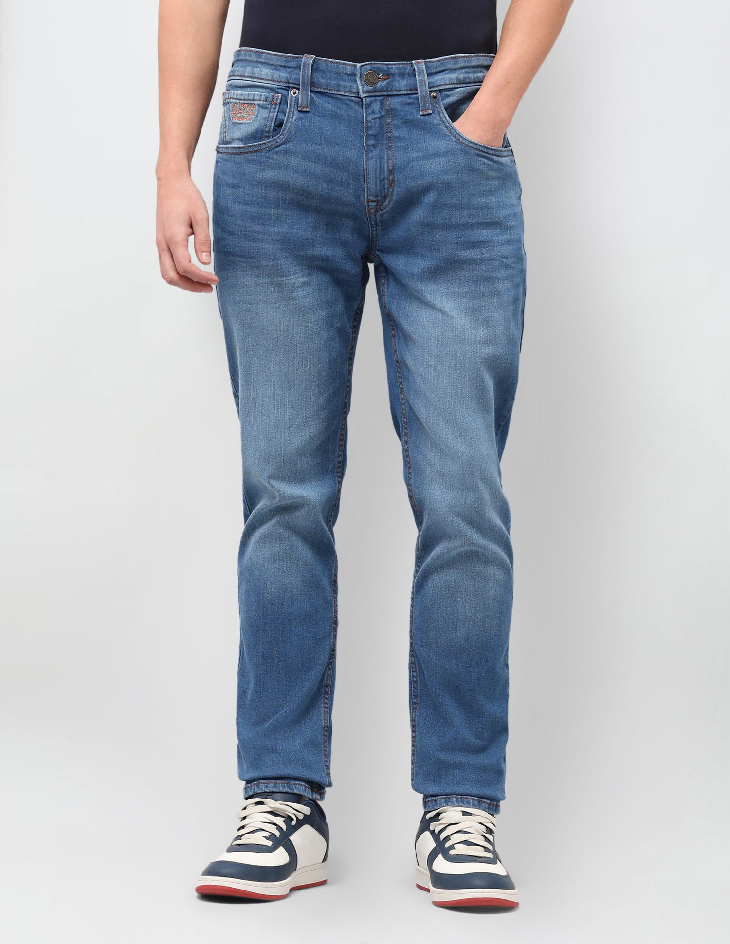 Solid Slim Fit Jeans Blue - U.S. Polo Assn. India | Large