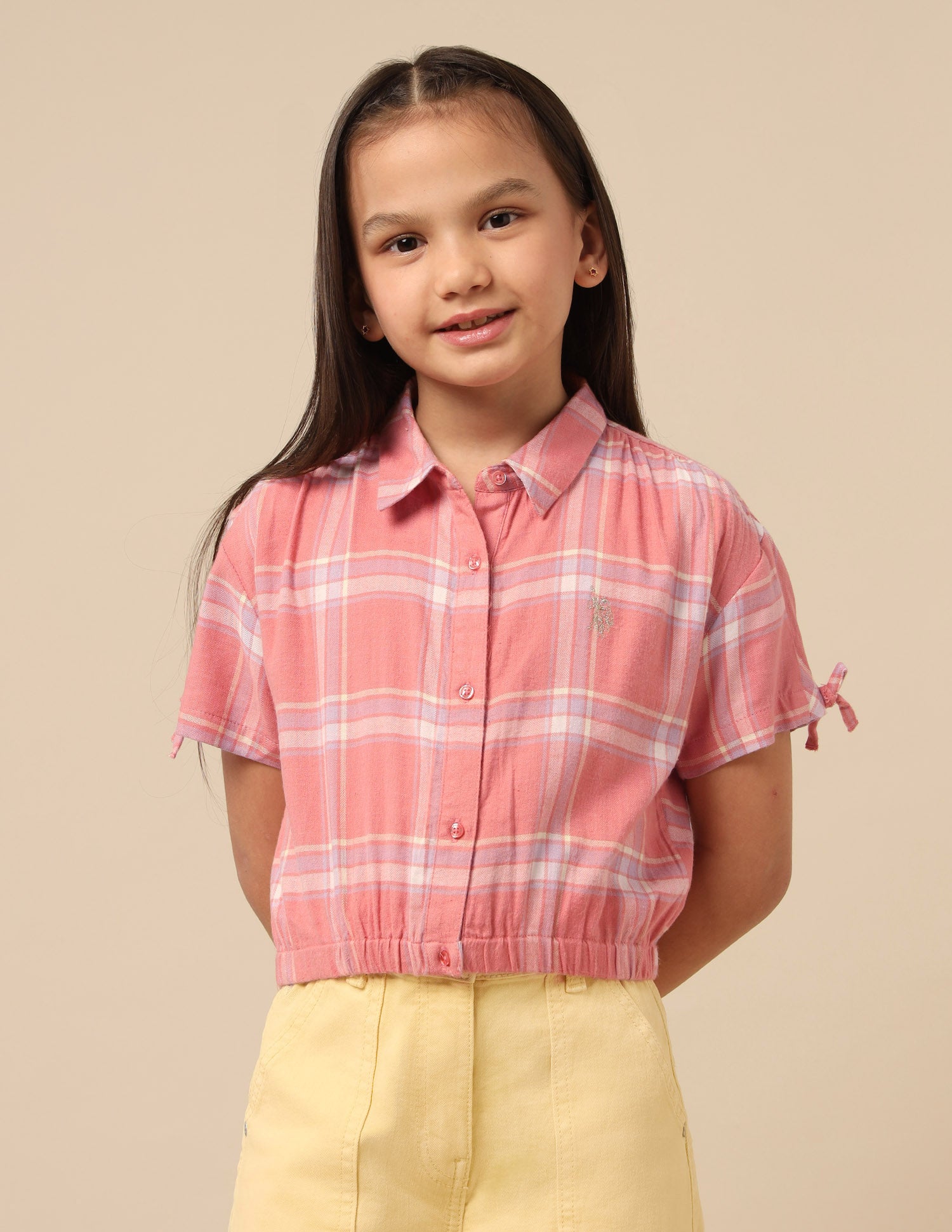 Girls Checked Regular Fit Top Pink - U.S. POLO ASSN. | Large