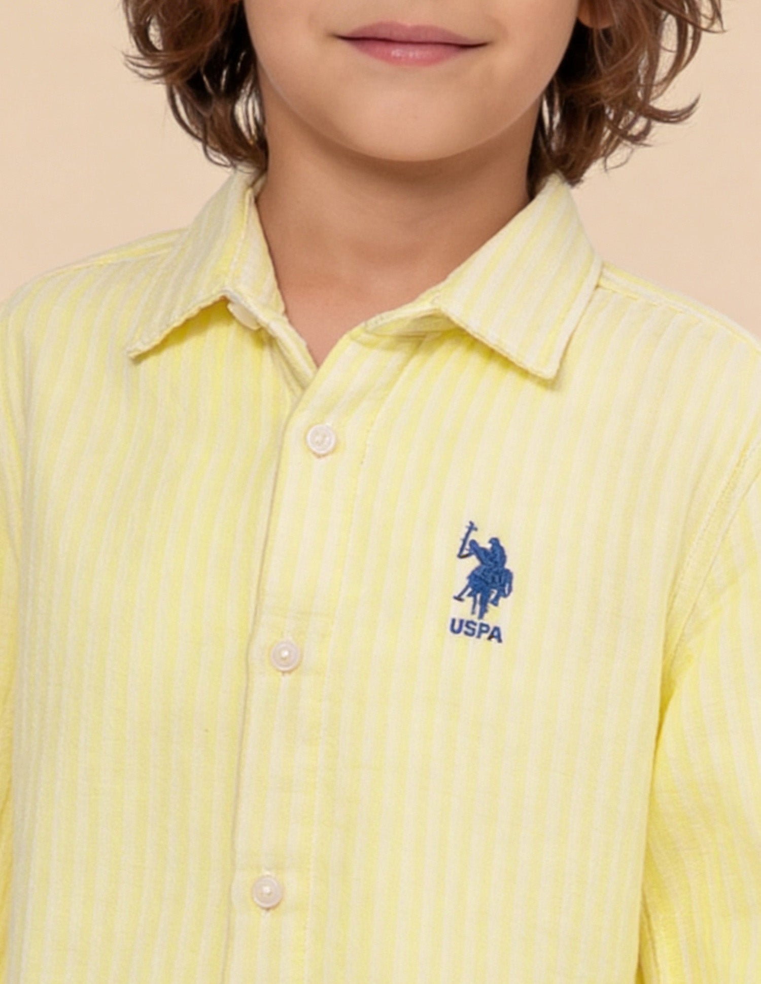 Vertical Striped Seersucker Shirt Yellow - U.S. Polo Assn. India | Large