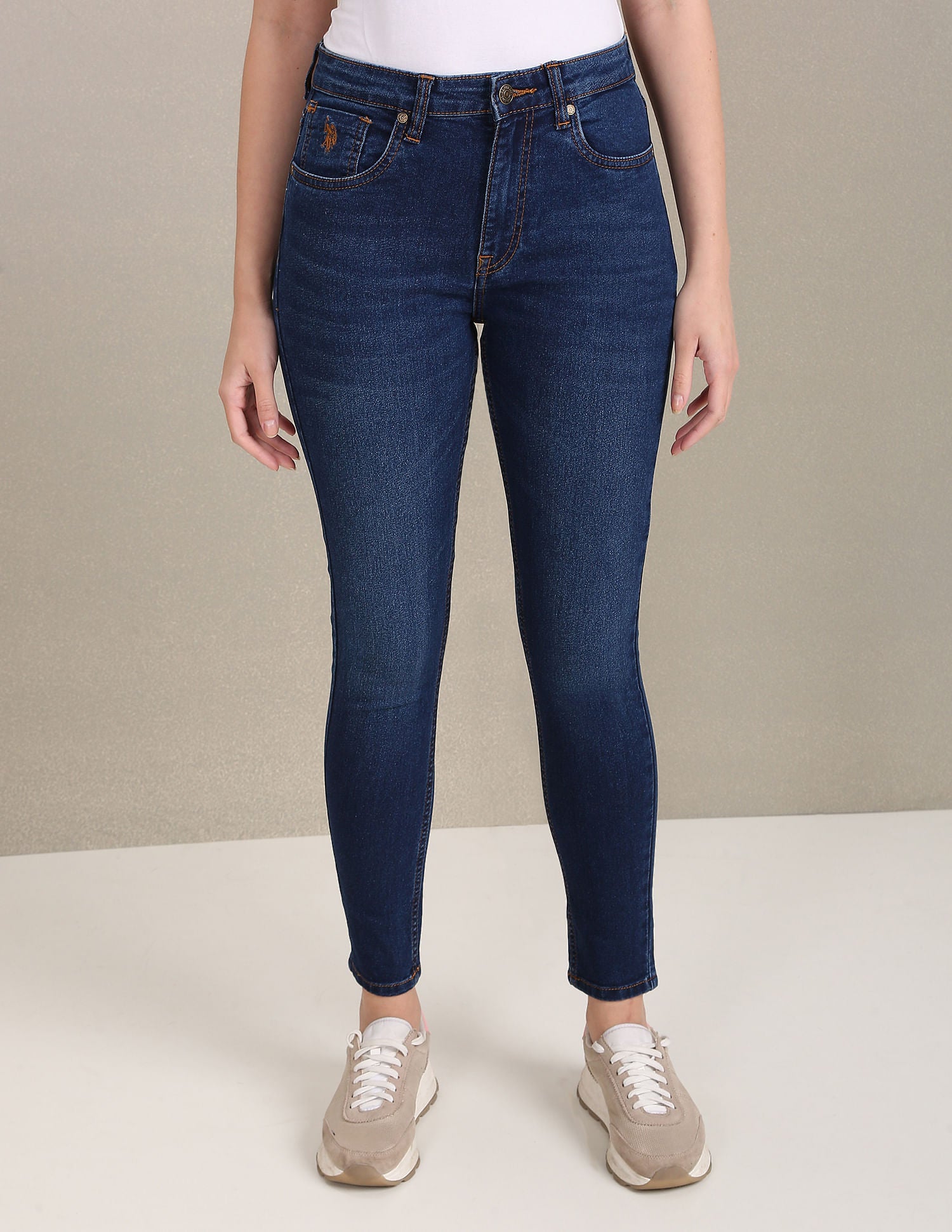 High Rise Skinny Fit Jeans Dark Blue - U.S. POLO ASSN. | Large