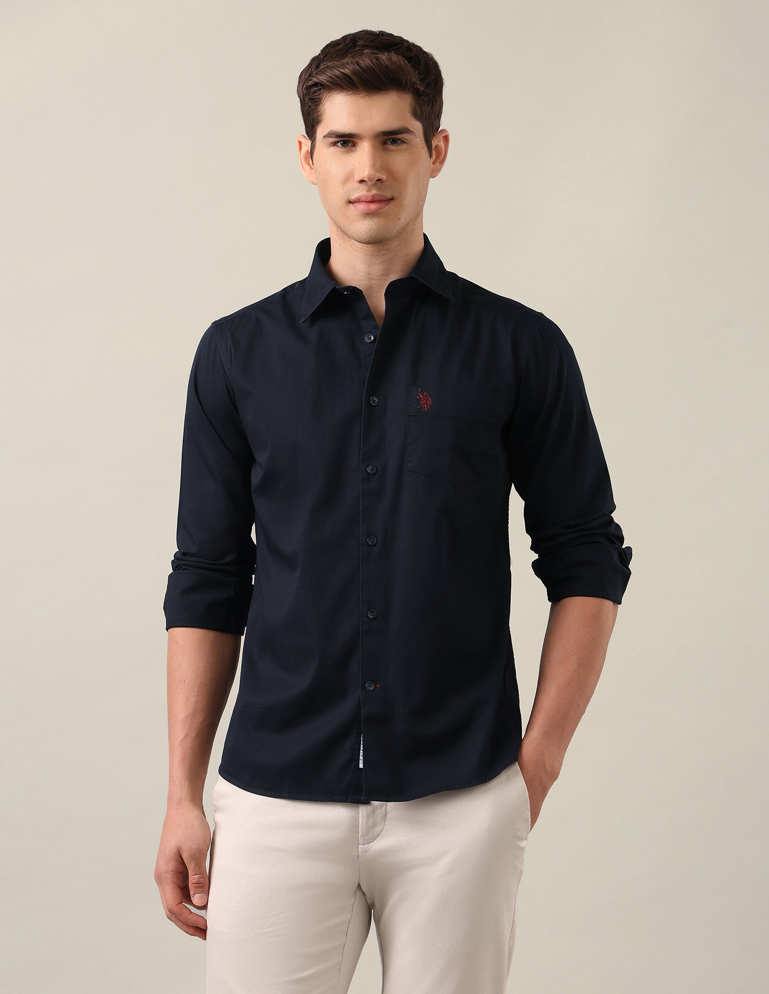 Twill Tailored Fit Shirt Navy - U.S. Polo Assn. India | Large