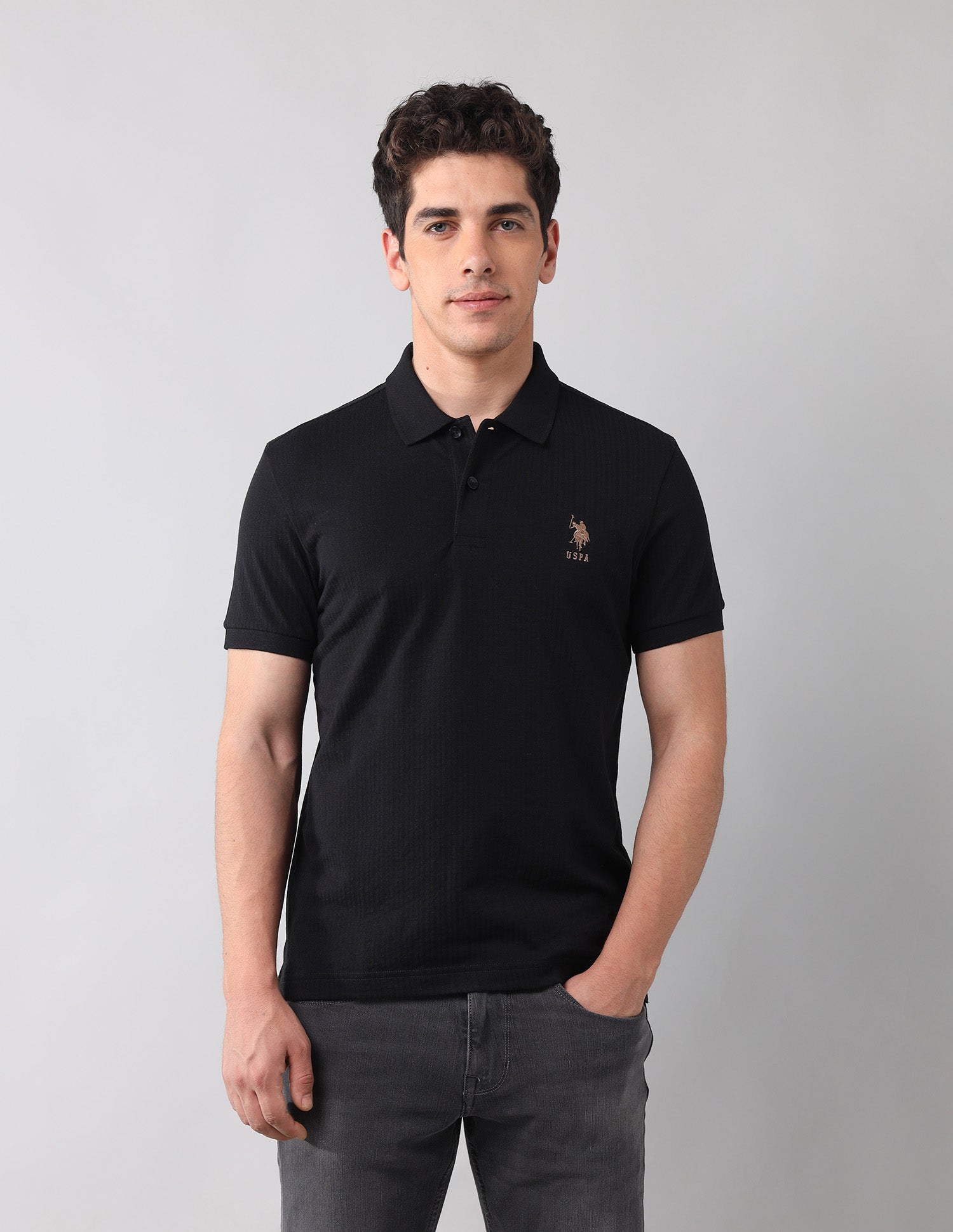 Muscle Fit Black Label Polo Shirt Black - U.S. Polo Assn. India | Large