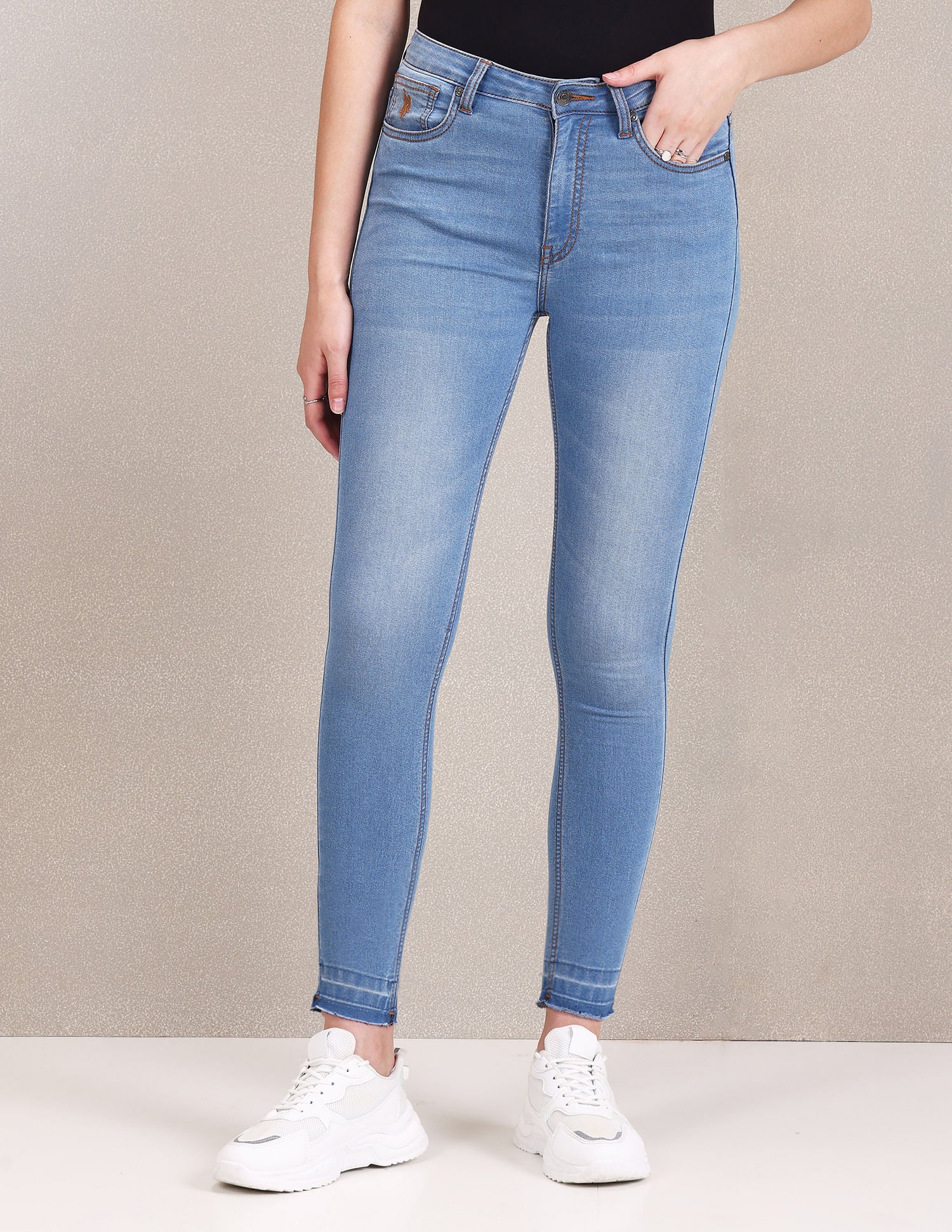 High Rise Stone Wash Jeans Blue - U.S. Polo Assn. India | Large