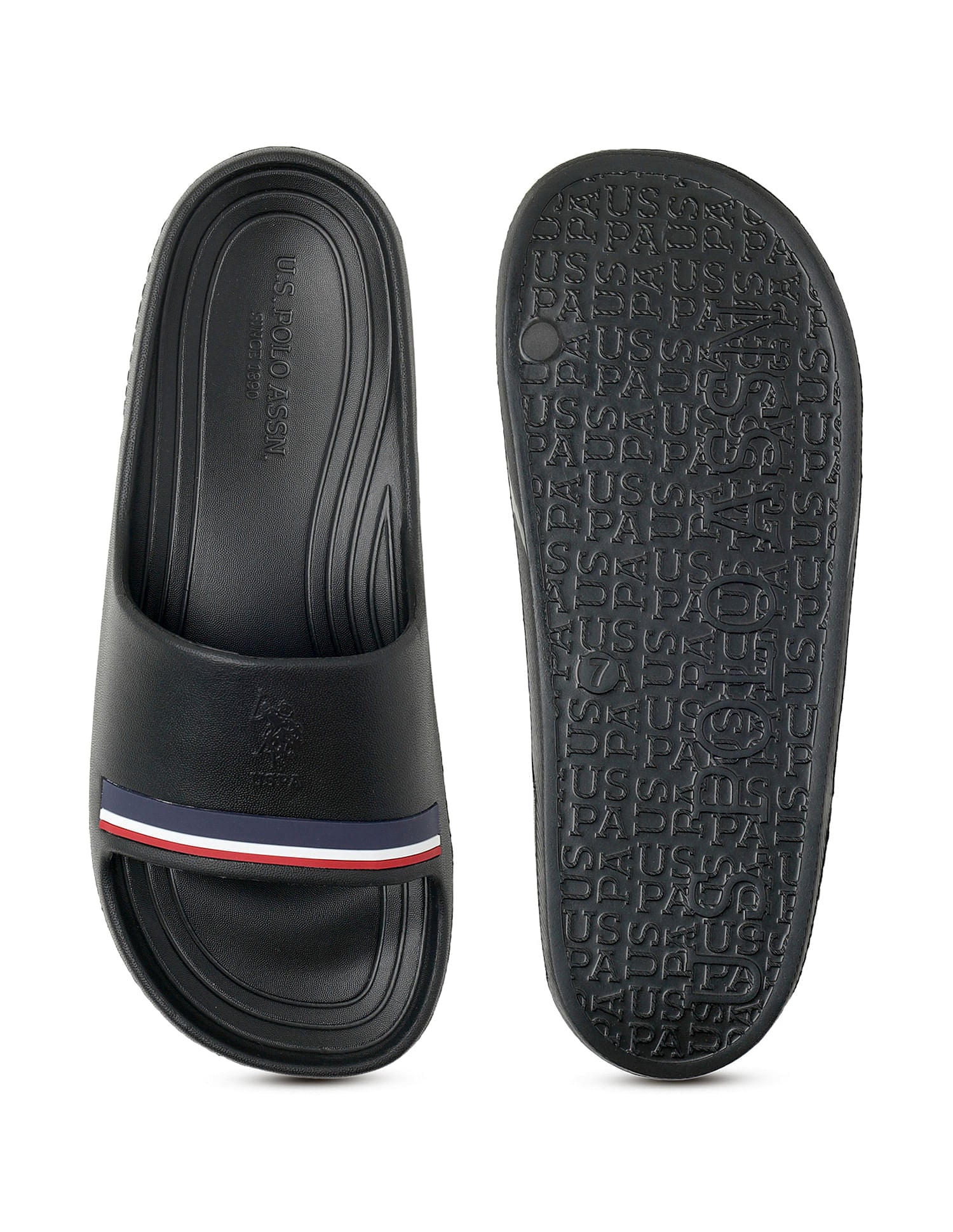 Men Easton Black Foam Walk Sliders Black - U.S. Polo Assn. India | Large