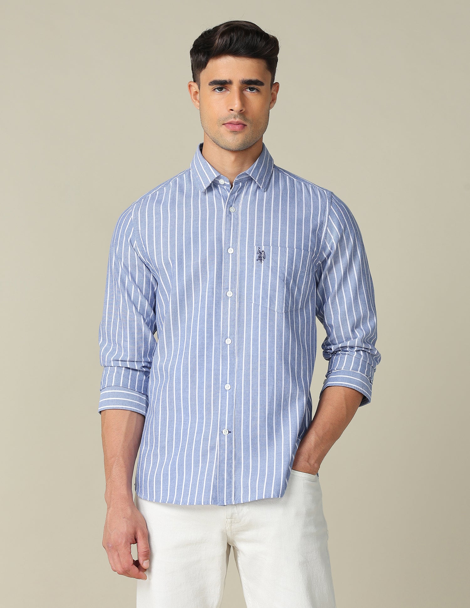 Vertical Striped Tailored Fit Shirt Navy - U.S. Polo Assn. India | Large