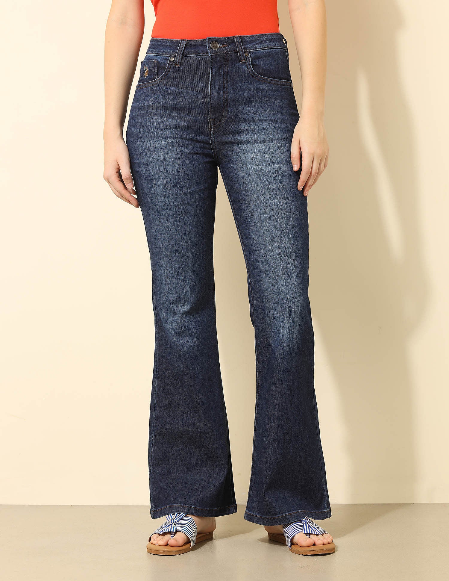 High Rise Wide Leg Jeans Dark Blue - U.S. Polo Assn. India | Large