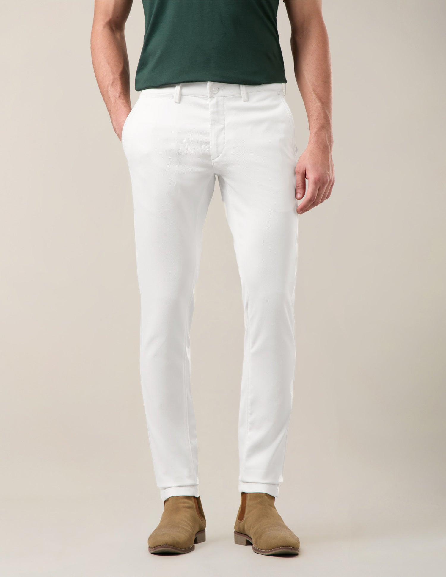 Mid Rise Austin Slim Fit Trousers White - U.S. Polo Assn. India | Large
