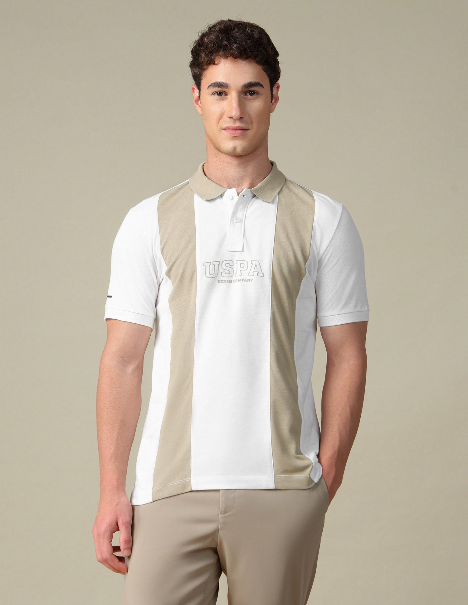 Horizontal Striped Slim Fit Polo Shirt Ivory - U.S. Polo Assn. India | Large