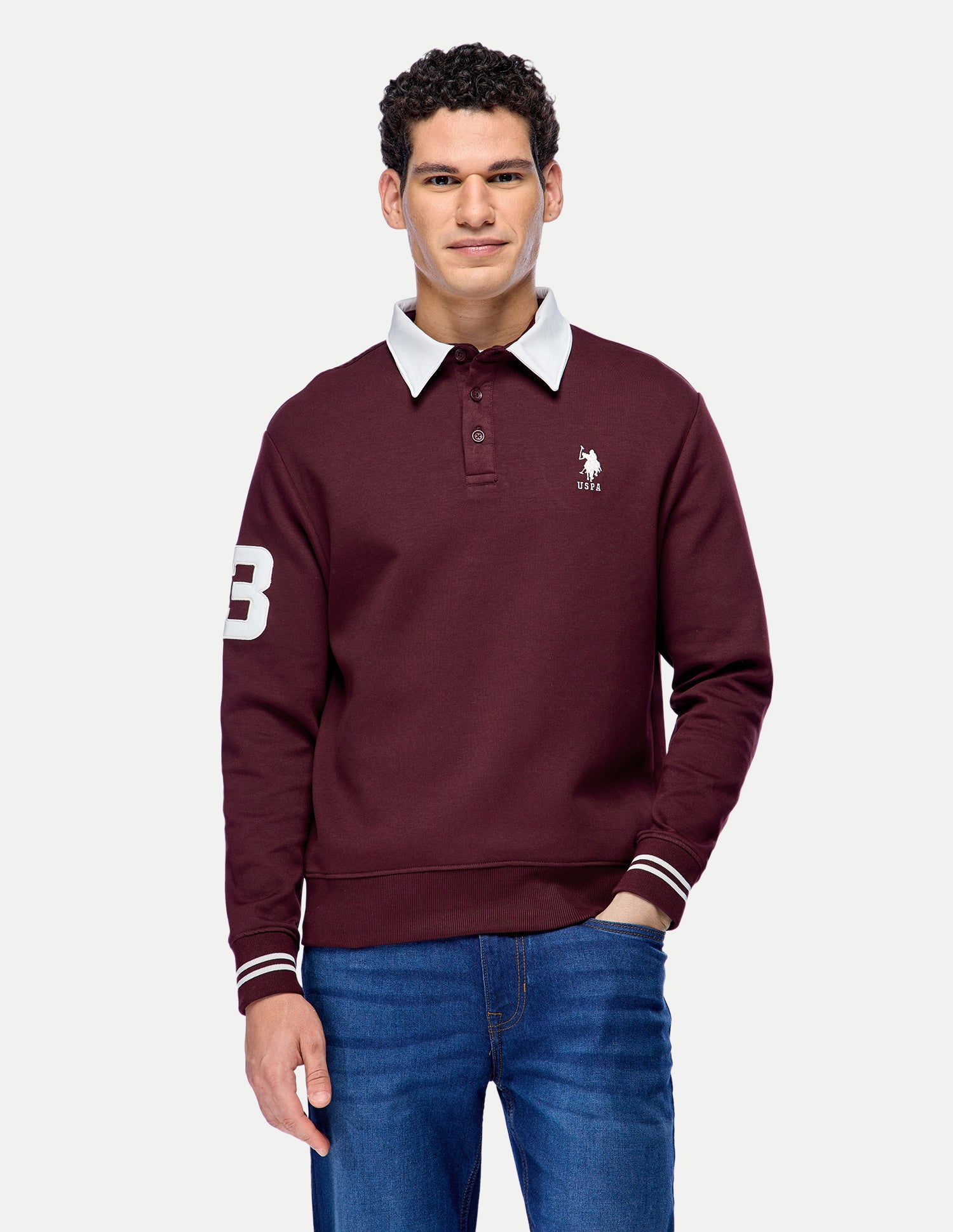 Solid Slim Fit Sweatshirt Maroon - U.S. Polo Assn. India | Large
