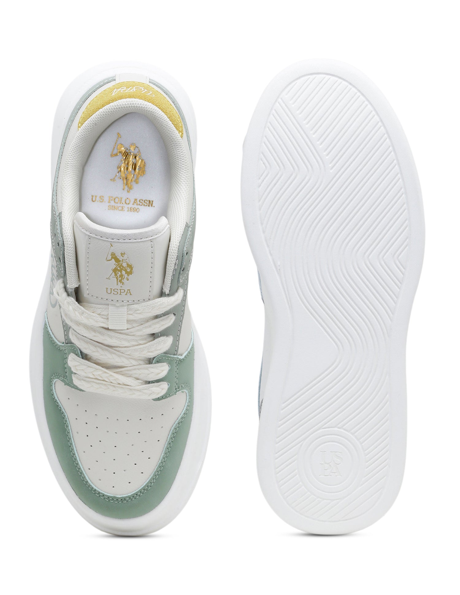 Women Lenora Lace Ups Round Toe Sneakers Off White - U.S. Polo Assn. India | Large