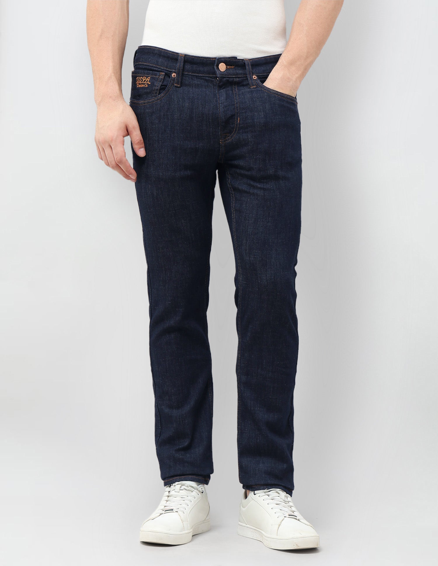 Regallo Skinny Fit Mid Rise Jeans Dark Blue - U.S. Polo Assn. India | Large