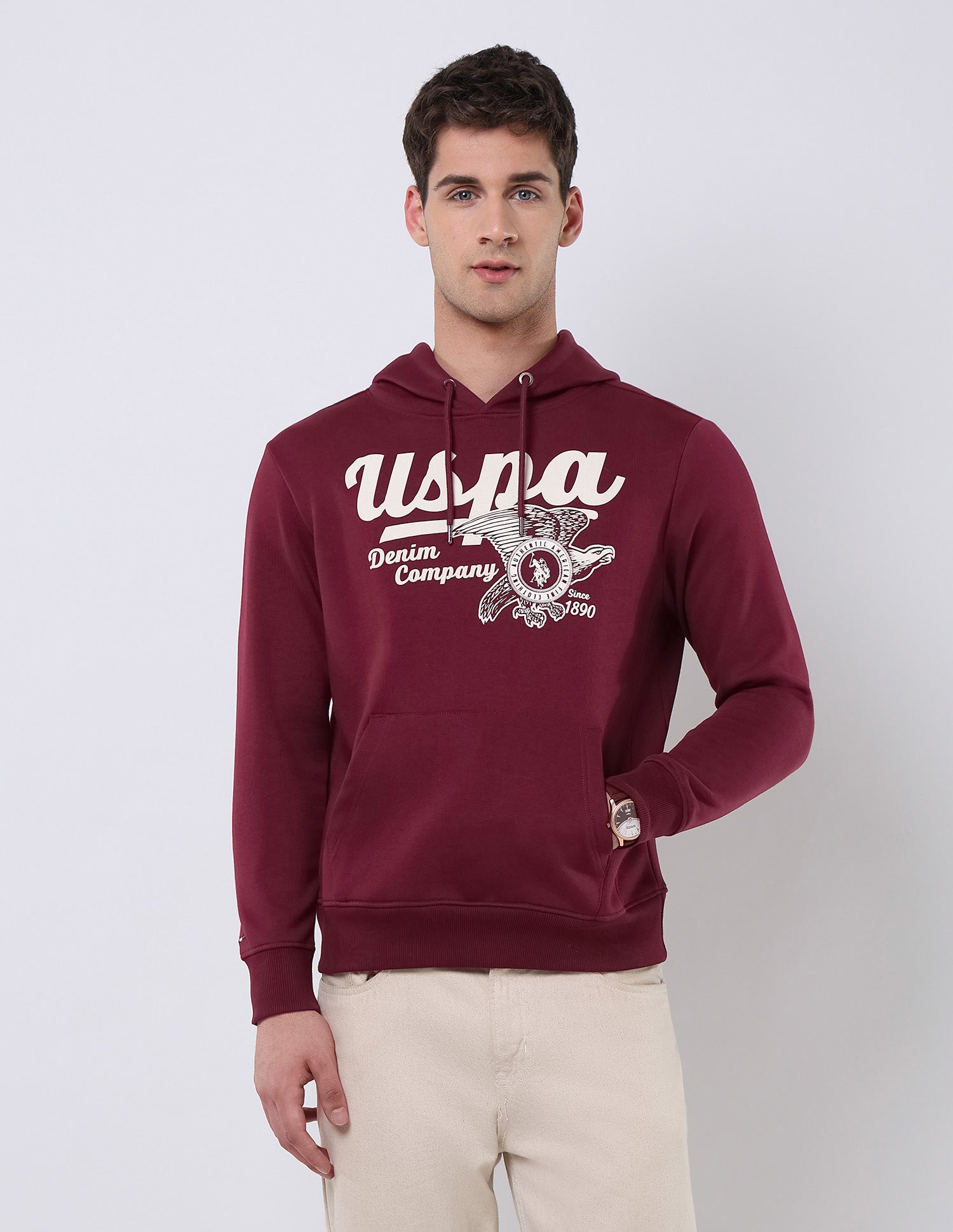Brand Printed Regular Fit Sweatshirt Maroon - U.S. POLO ASSN. | Large
