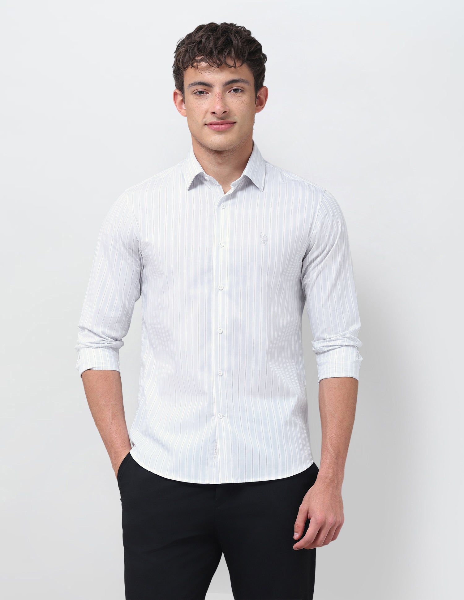 Vertical Striped Shirt Grey - U.S. Polo Assn. India | Large