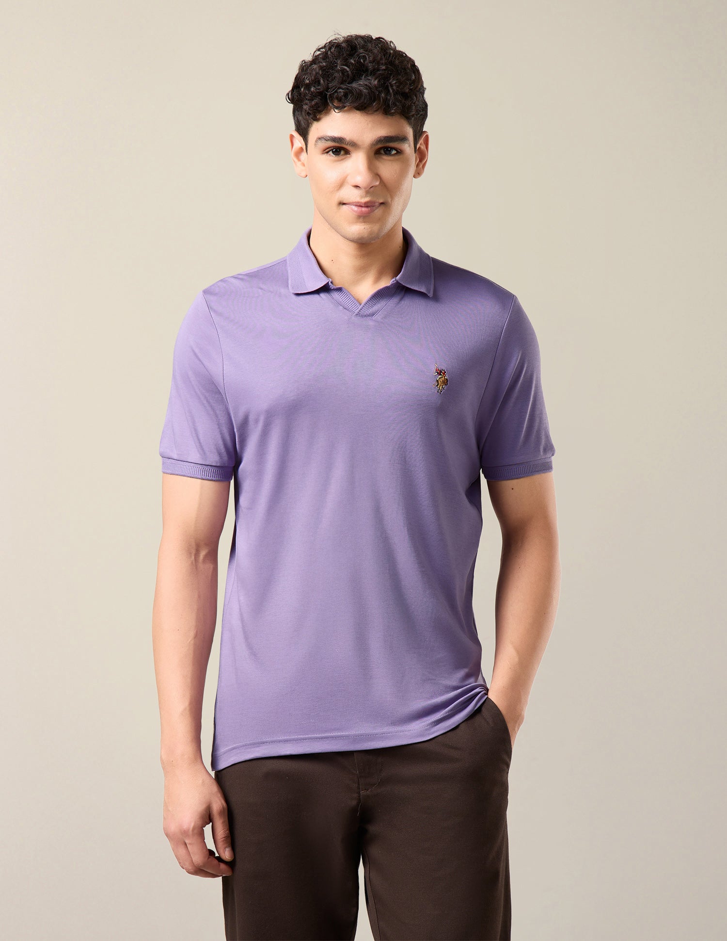 Solid Slim Fit Polo Shirt Lavender - U.S. Polo Assn. India | Large