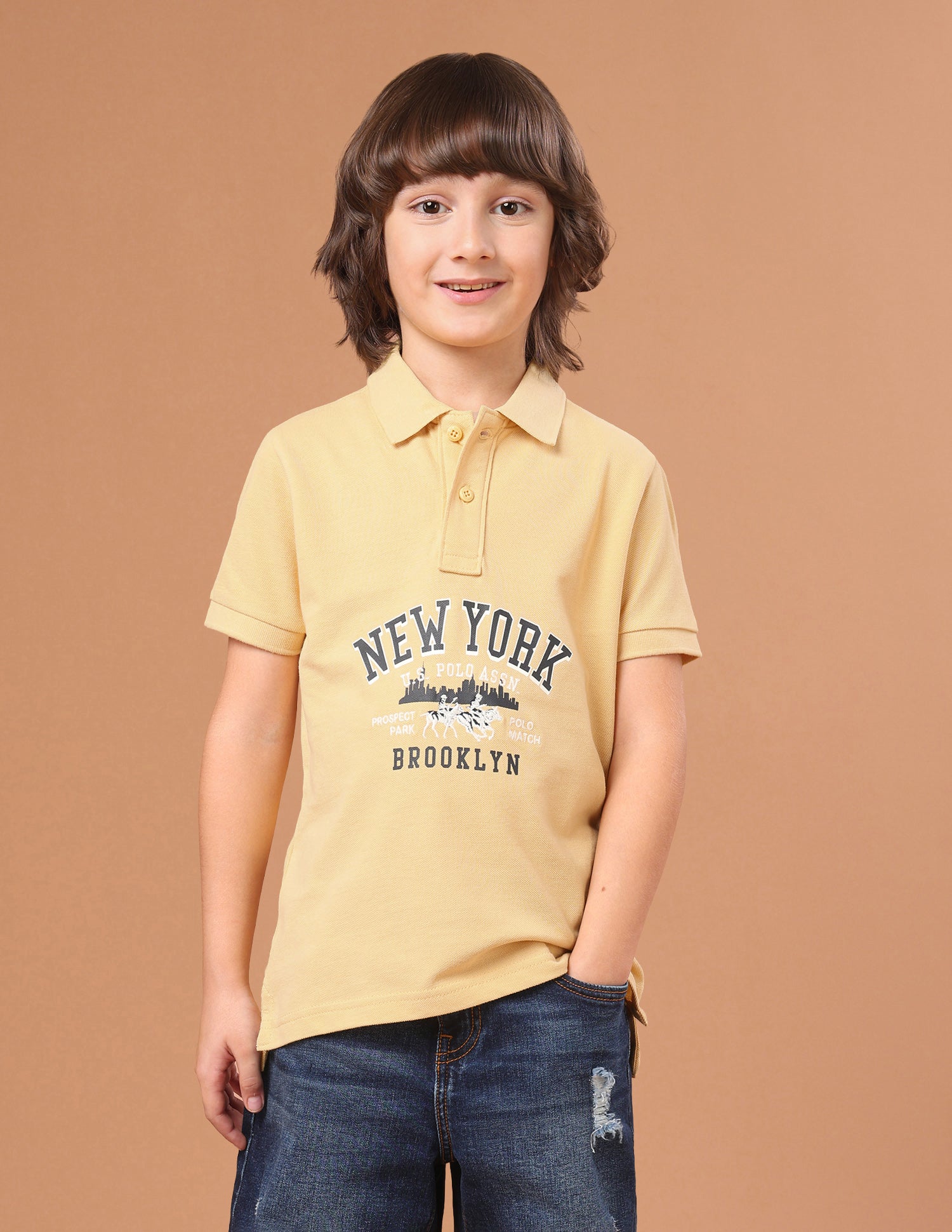 Brand Typographic Regular Fit Polo Shirt Mustard - U.S. Polo Assn. India | Large