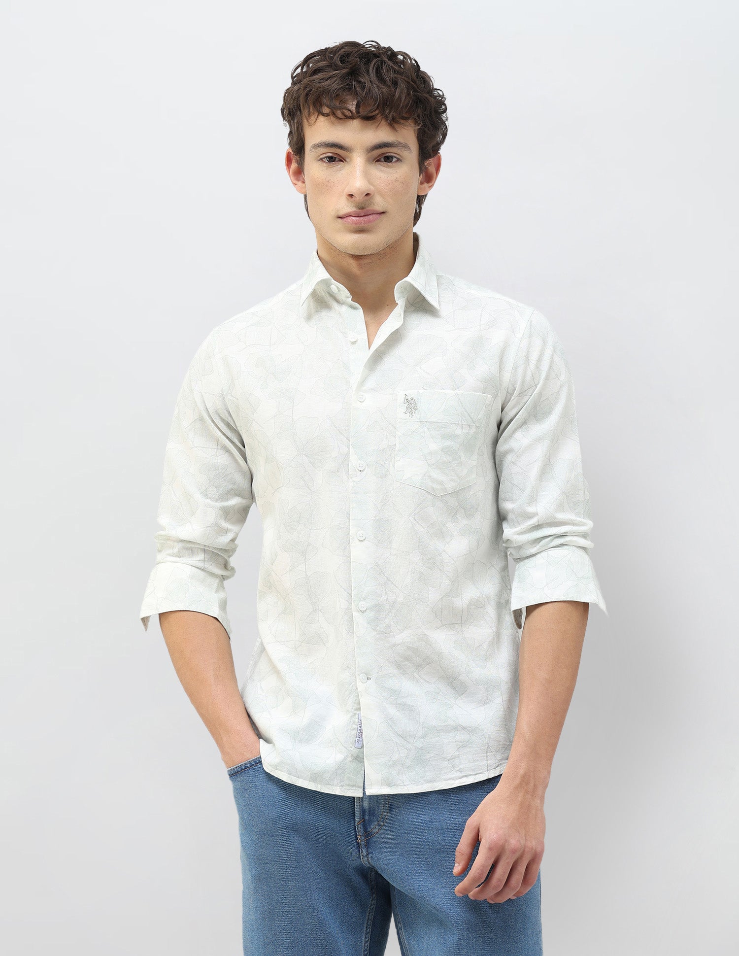 Casa De Campo All-Over Printed Shirt Light Green - U.S. Polo Assn. India | Large