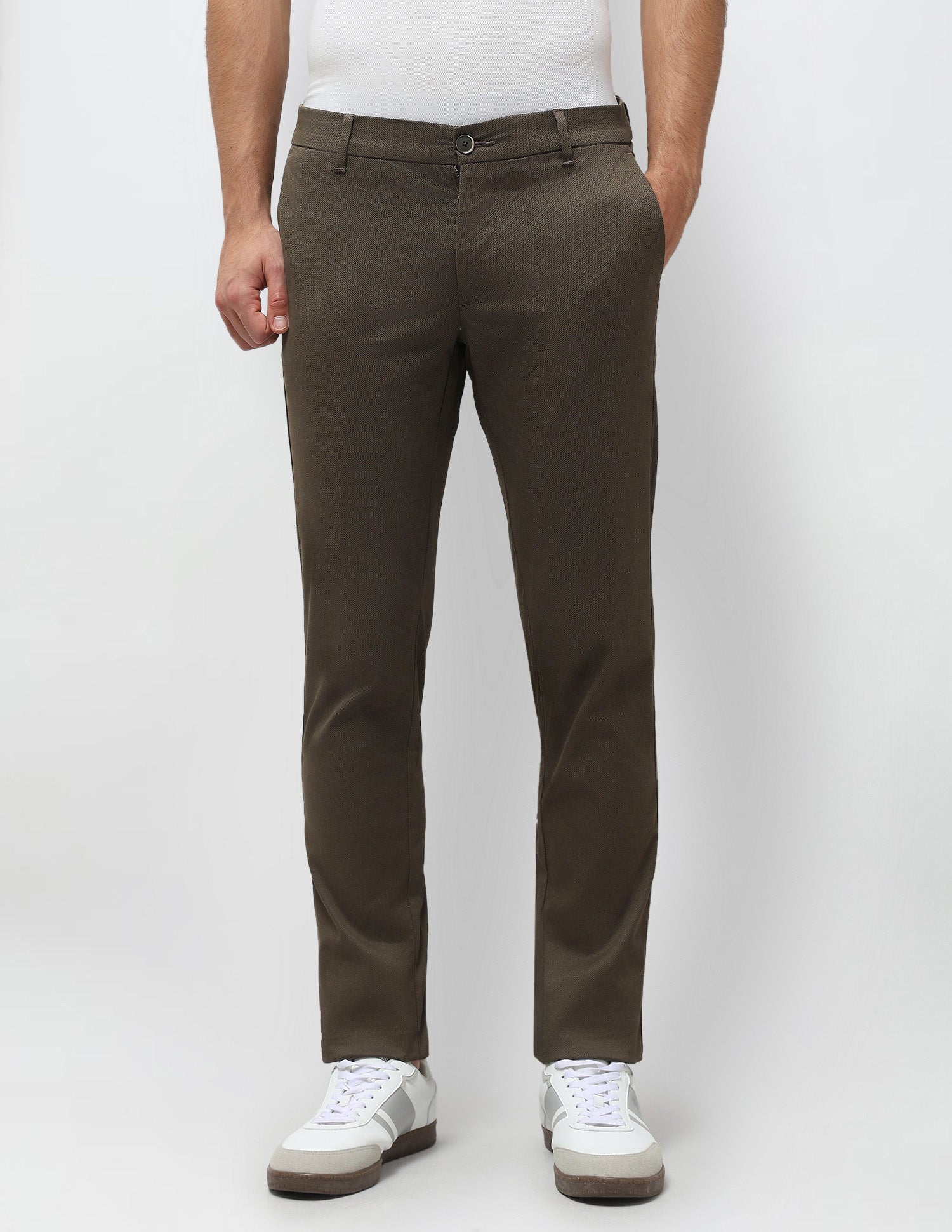 Slim Fit Textured Trousers Olive - U.S. POLO ASSN. | Large