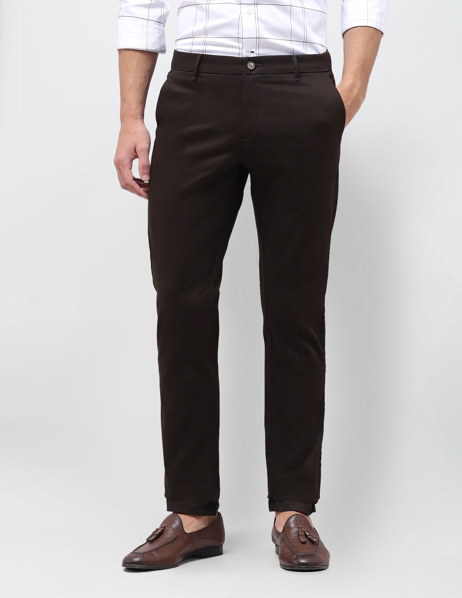 Super Slim Fit Satin Trousers Brown - U.S. Polo Assn. India | Large