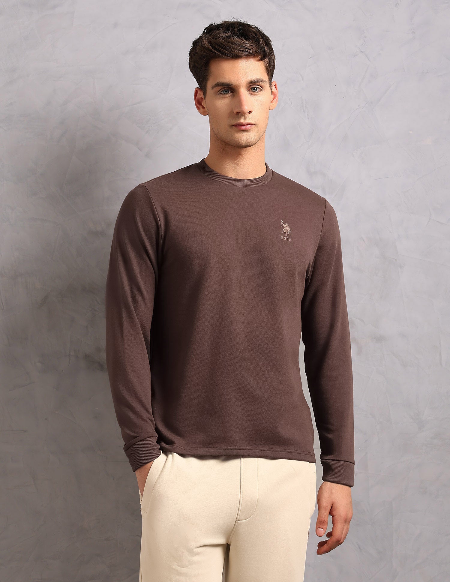 Comfort Fit Solid OEE14 Lounge T-Shirt - Pack Of 1 Light Brown - U.S. POLO ASSN. | Large