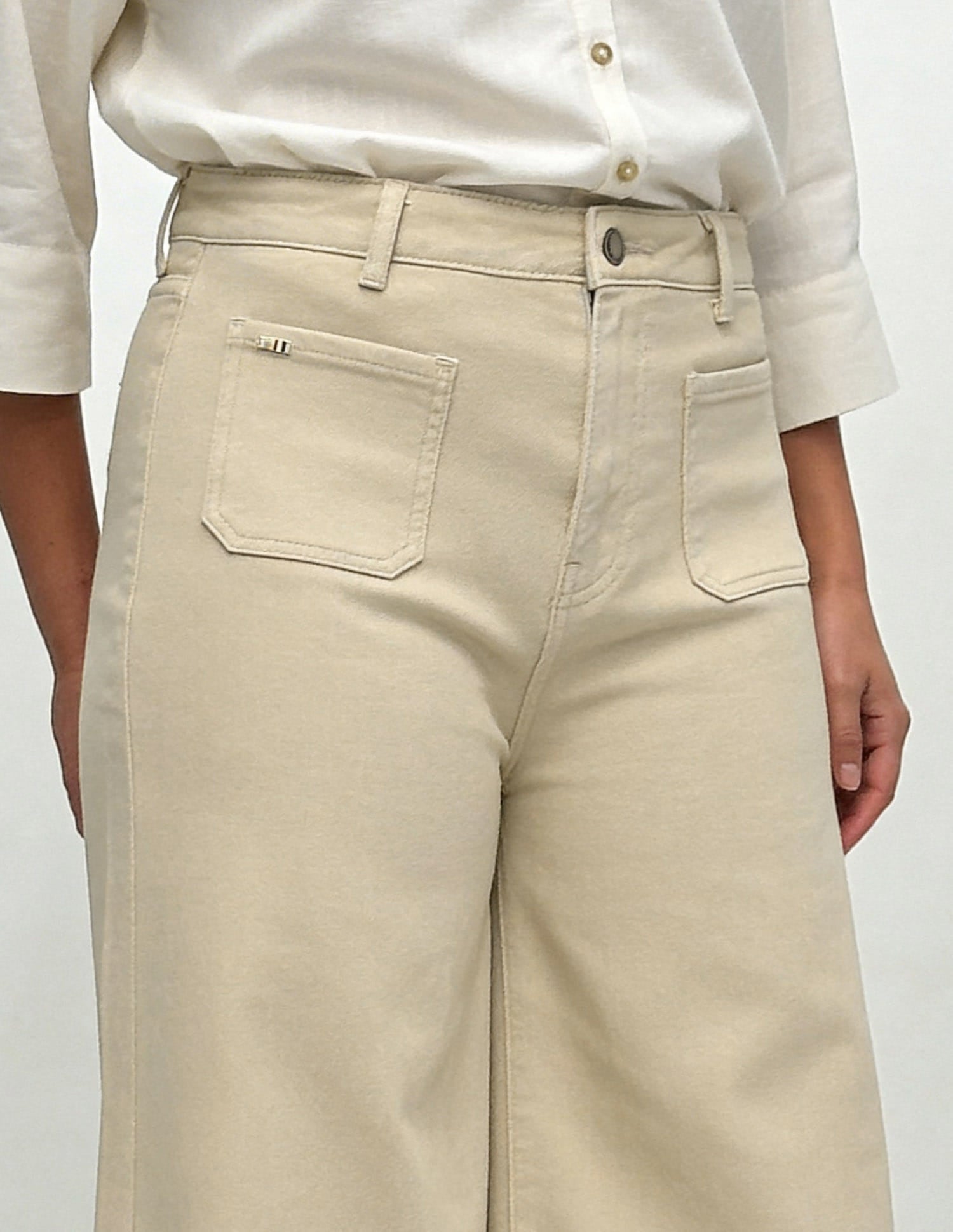High Rise Ultra Wide Leg Fit Jeans Beige - U.S. Polo Assn. India | Large