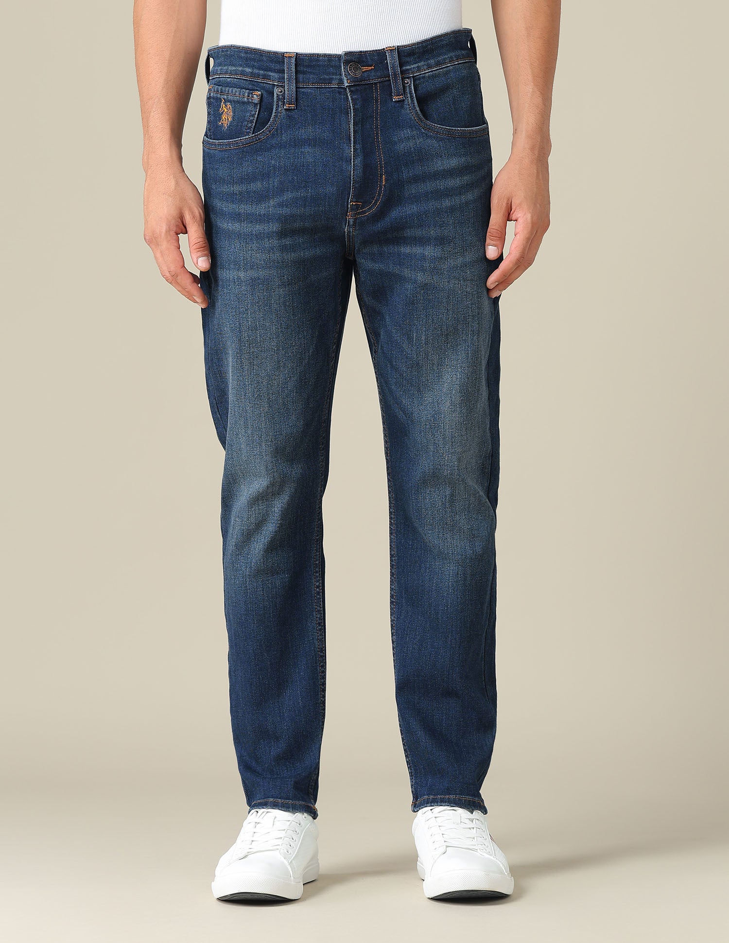 Cole Comfort Cropped Fit Blue Jeans Dark Blue - U.S. POLO ASSN. | Large