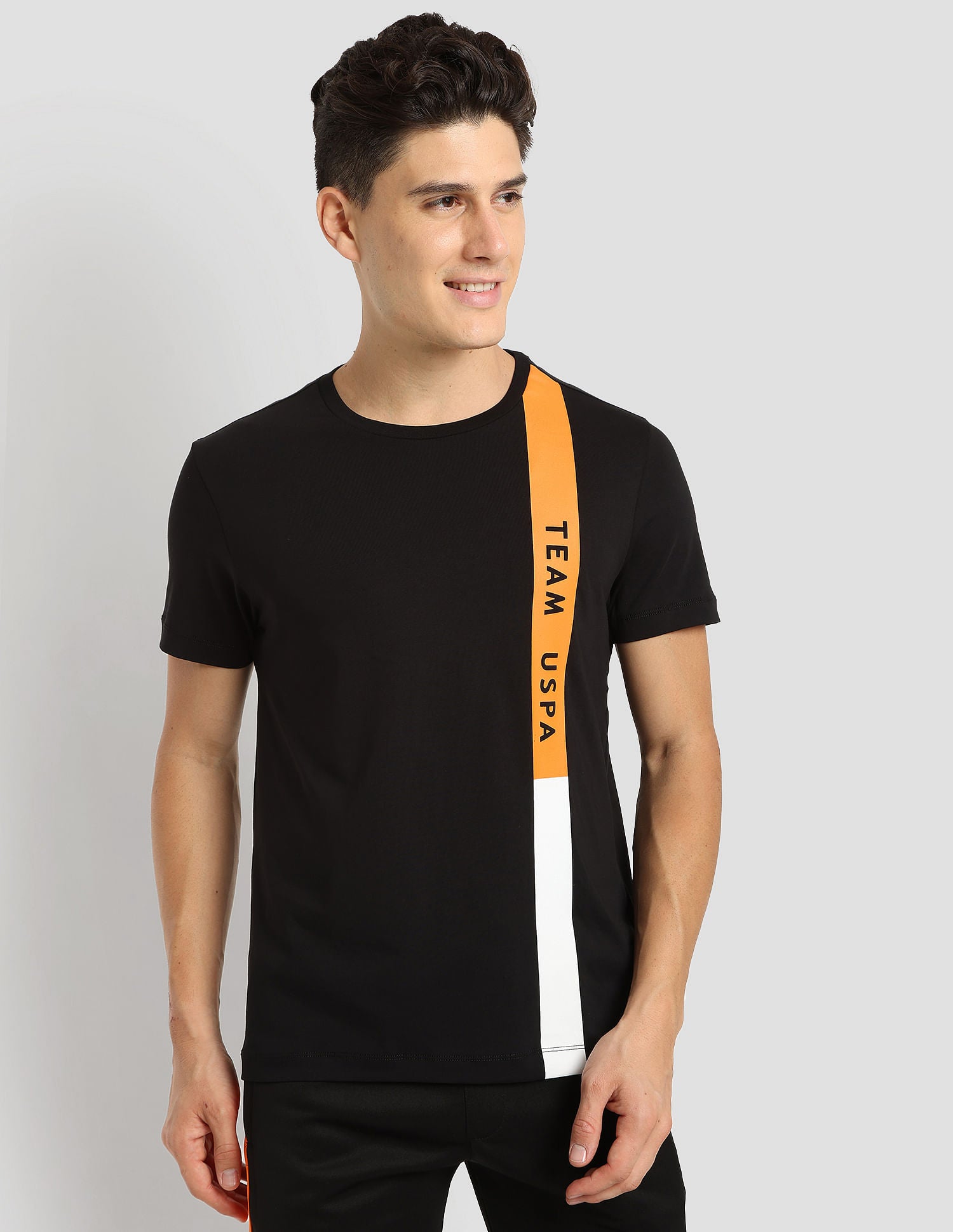 Brand Stripe Training T-Shirt Black - U.S. Polo Assn. India | Large