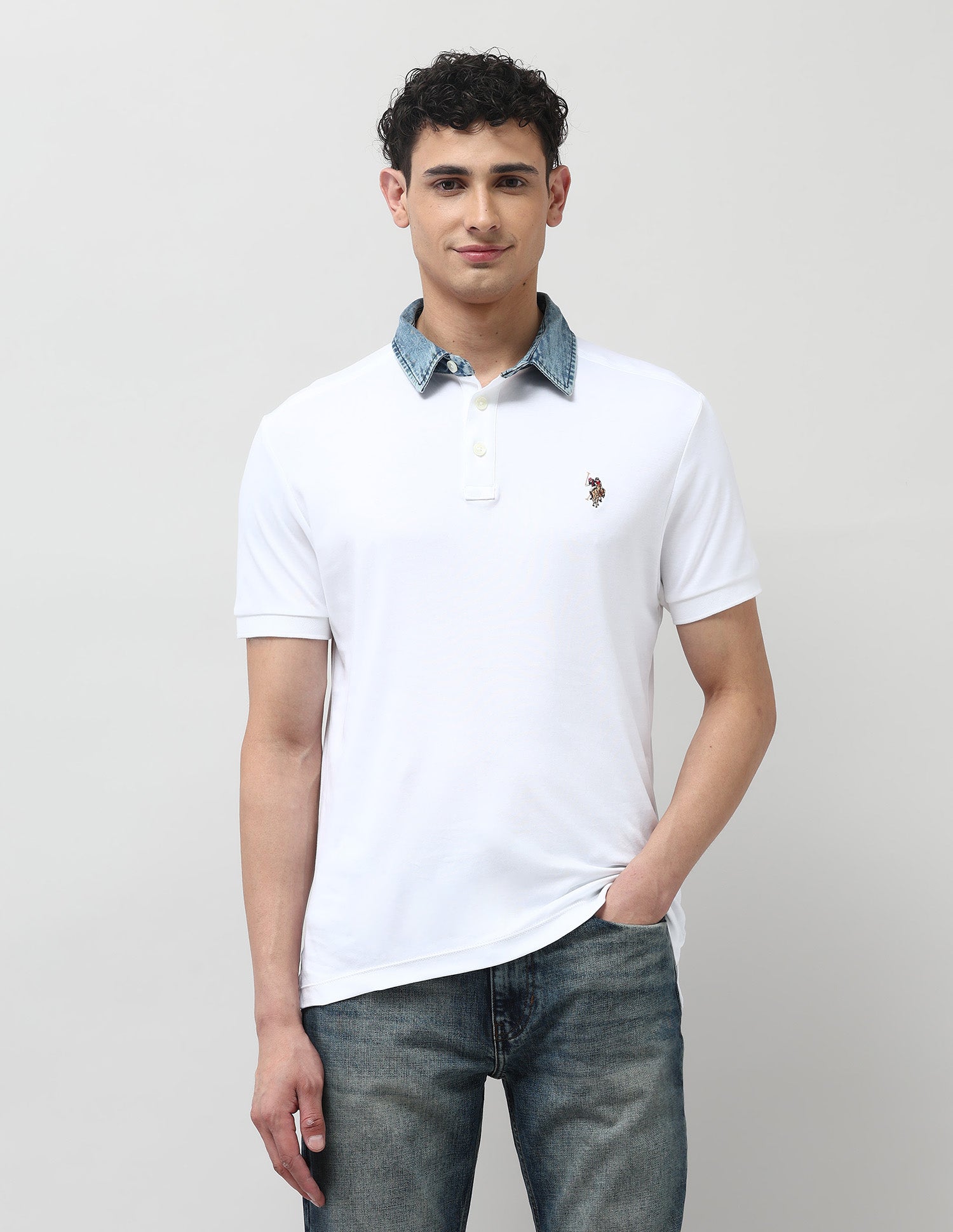 Solid Regular Fit Polo Shirt White - U.S. Polo Assn. India | Large