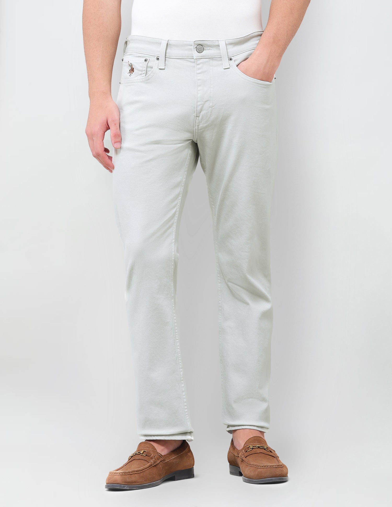 Harold Slim Straight Fit Green Jeans Light Green - U.S. Polo Assn. India | Large