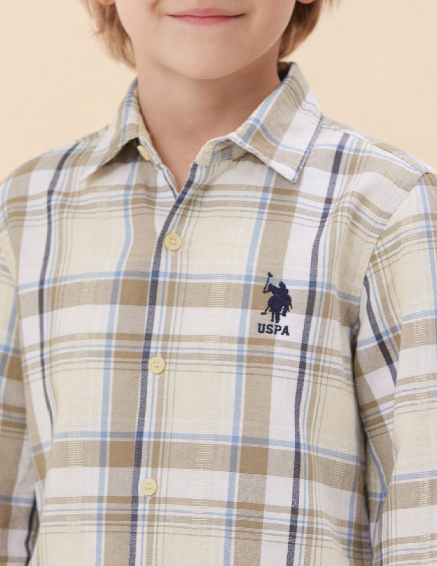 Tartan Checked Dobby Shirt Beige - U.S. Polo Assn. India | Large