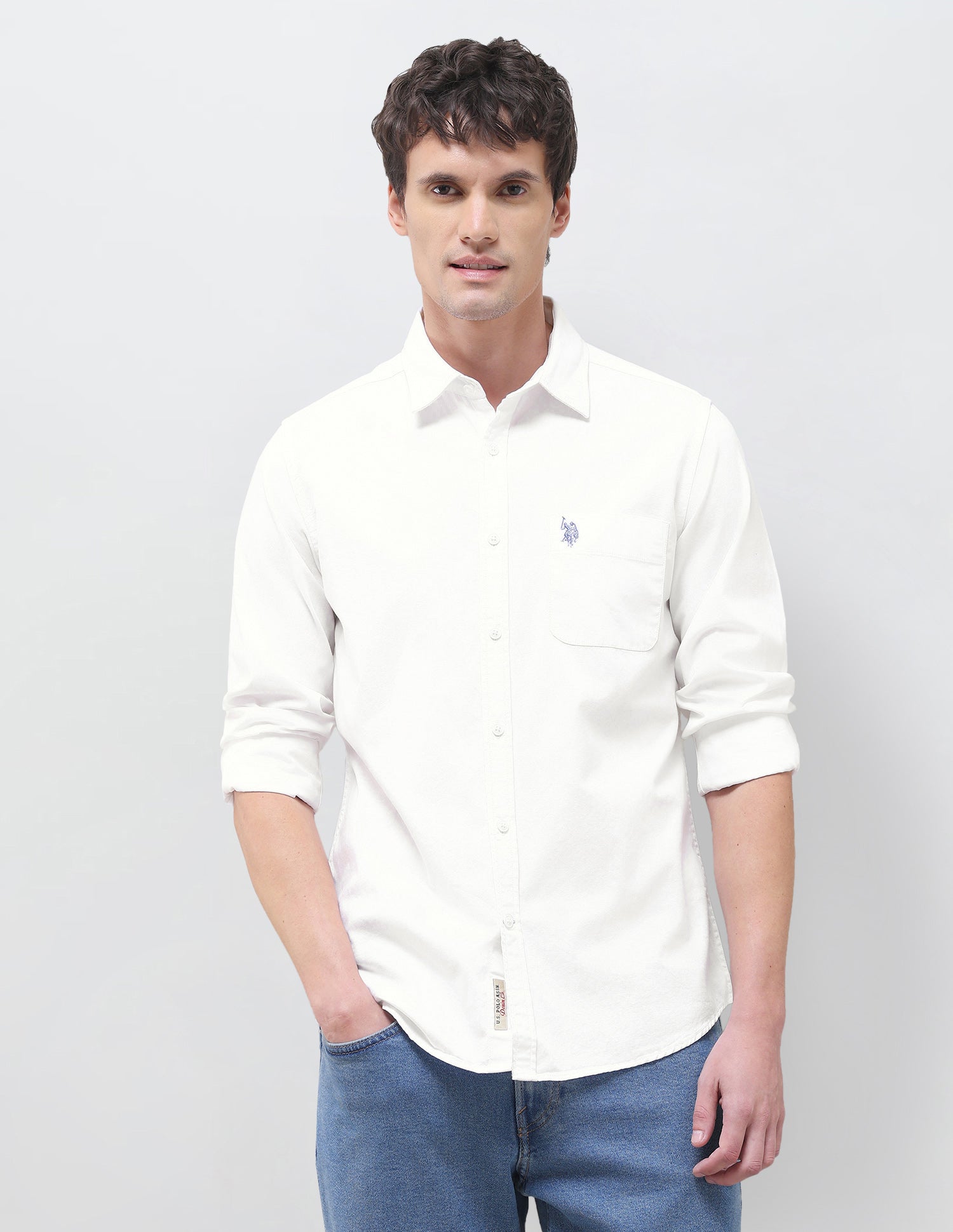 Textured Regular Fit Shirt White - U.S. Polo Assn. India | Large