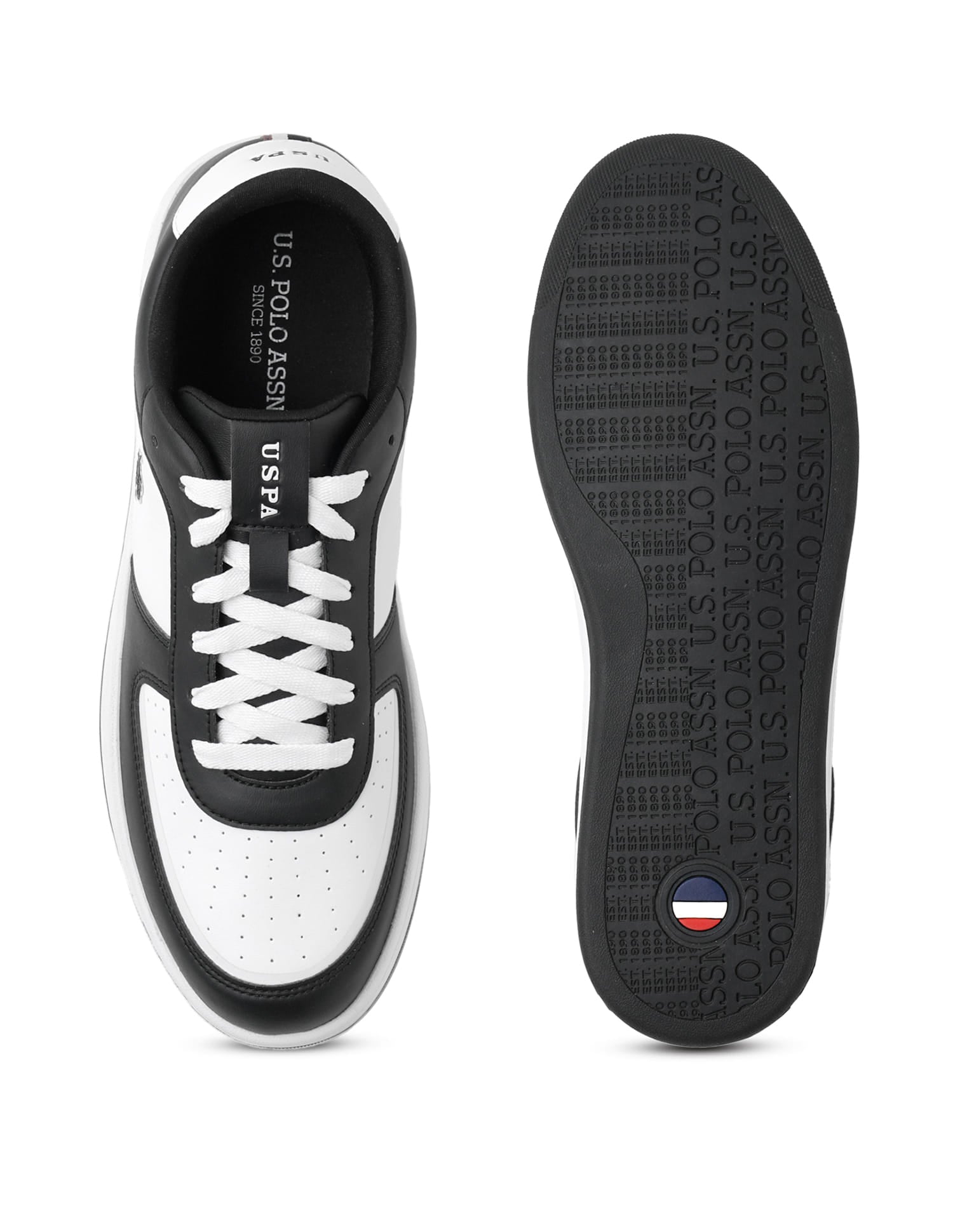 Men Rein 2.0 Black Retro Court Sneakers Black and White - U.S. Polo Assn. India | Large