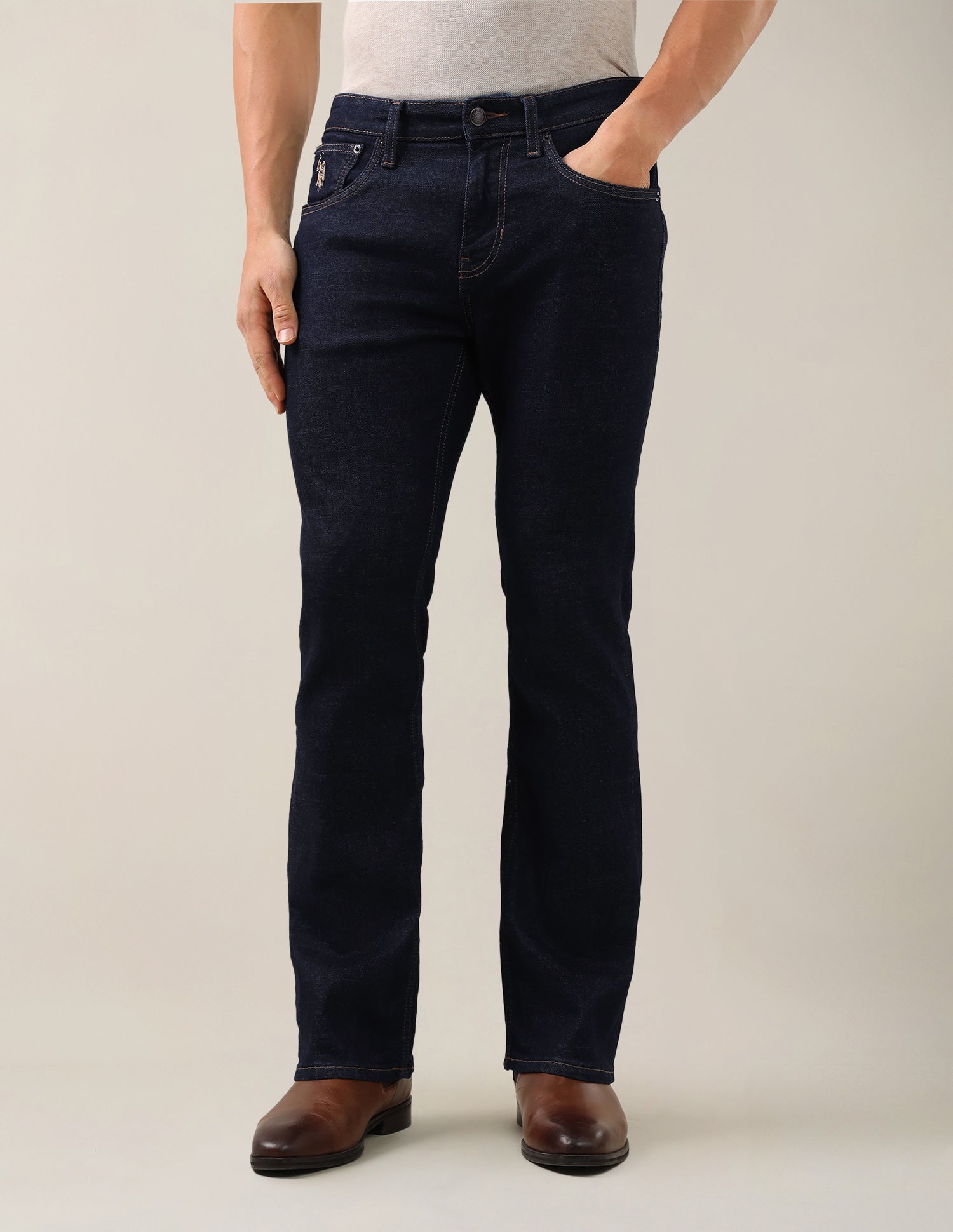 Blake Slim Bootcut Fit Blue Jeans Raw Rinse - U.S. Polo Assn. India | Large