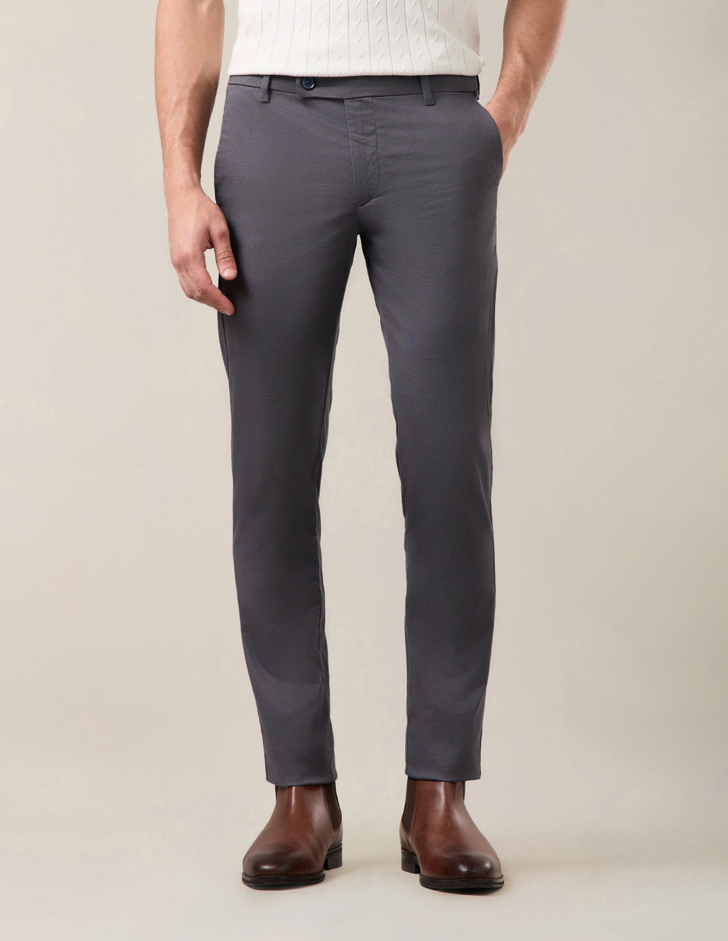 Denver Slim Fit Satin Trousers Purple Grey - U.S. Polo Assn. India | Large