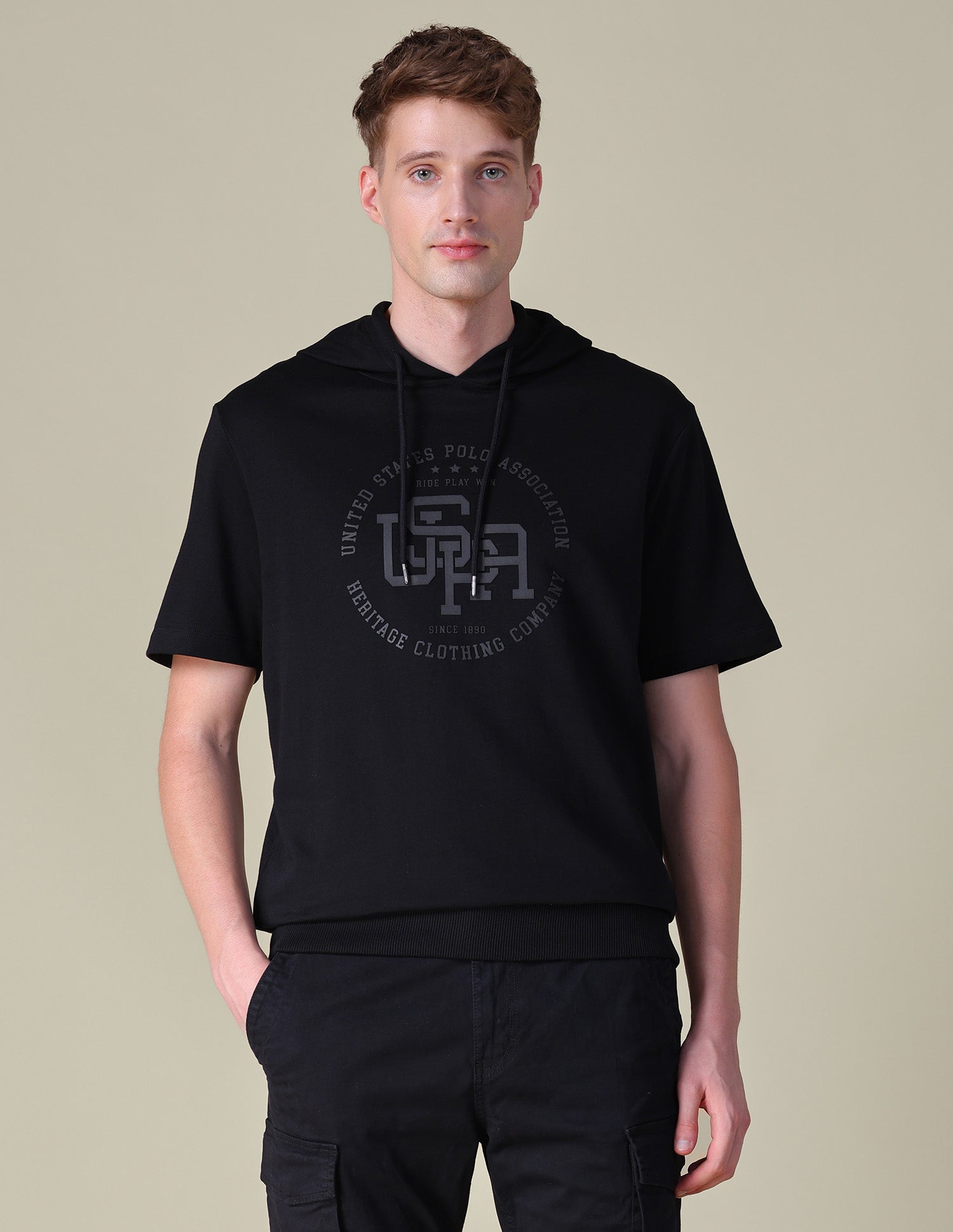 Hooded Relaxed Fit T-Shirt Black - U.S. POLO ASSN. | Large