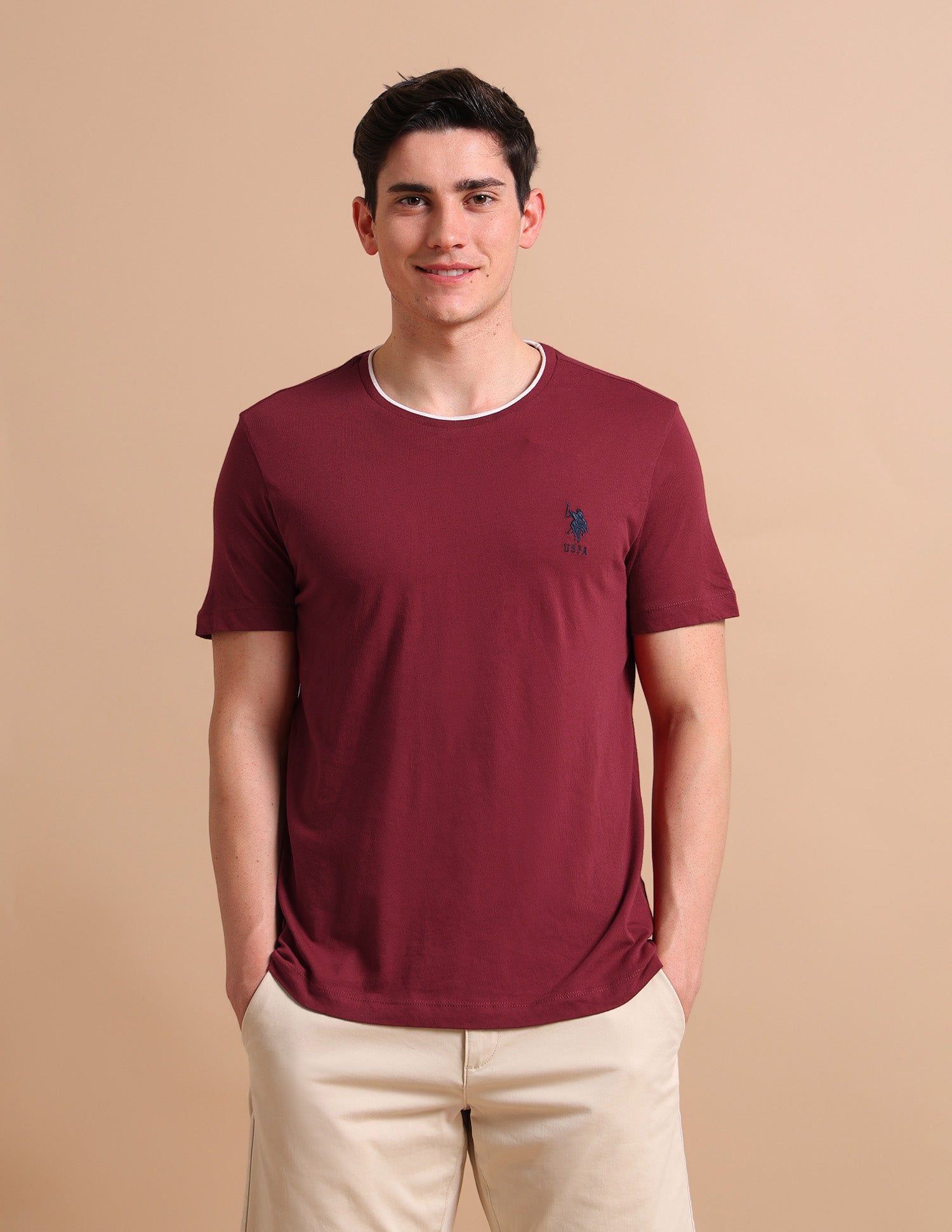 Stretchy Tipped T-Shirt Maroon - U.S. POLO ASSN. | Large