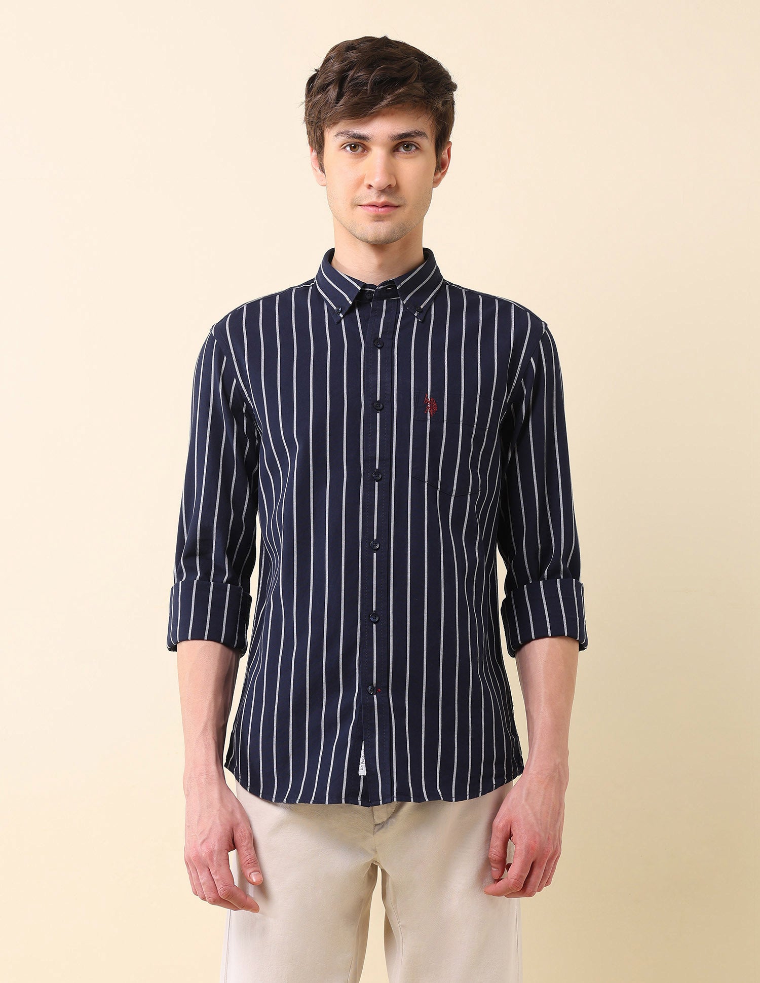 Vertical Striped Oxford Shirt Navy - U.S. Polo Assn. India | Large