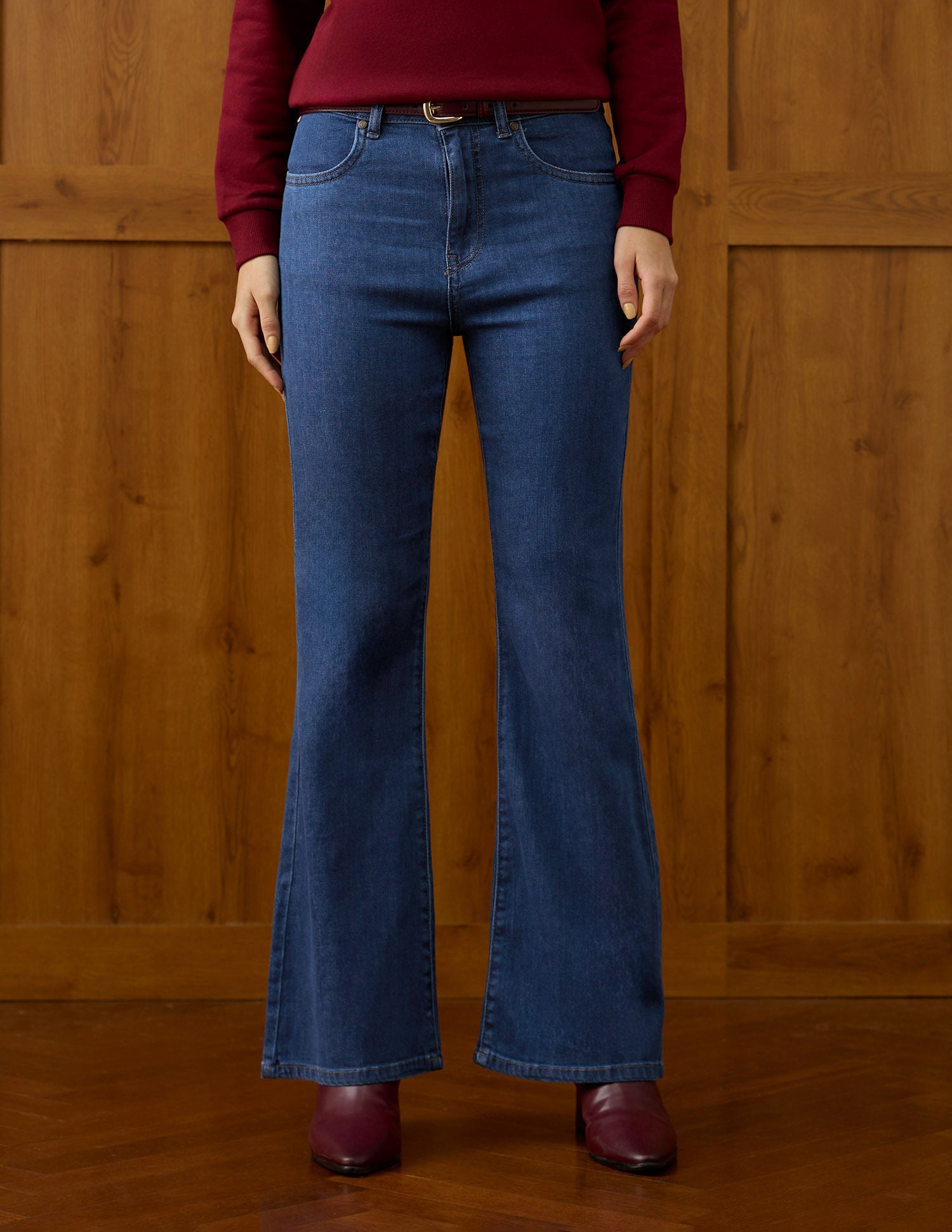 High Rise Flared Fit Jeans Blue - U.S. POLO ASSN. | Large