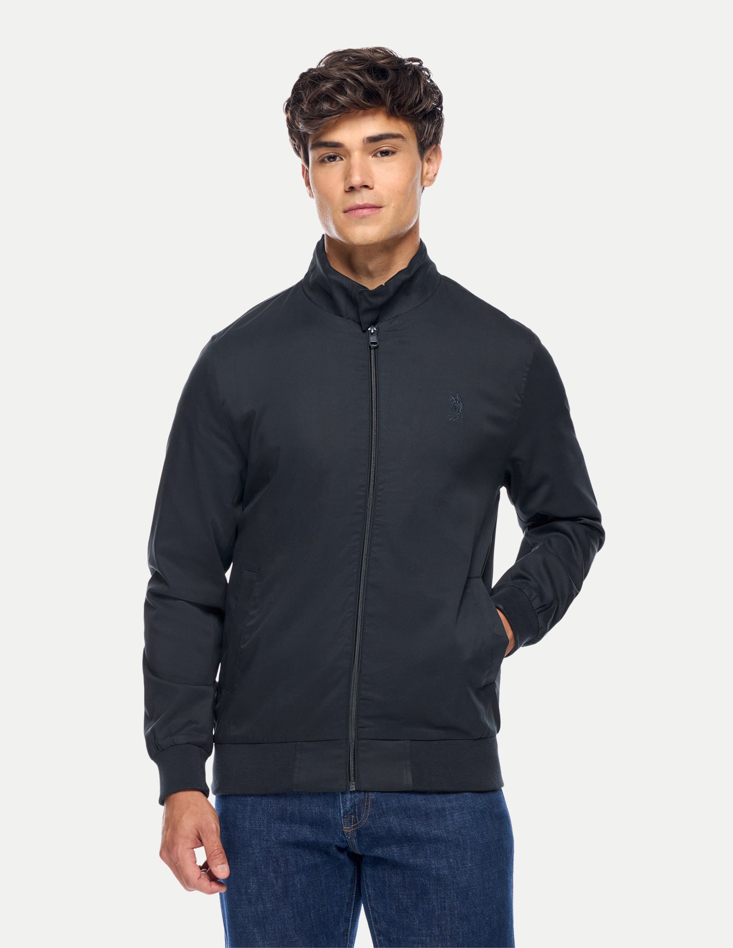 Solid Regular Fit Jacket Navy - U.S. Polo Assn. India | Large