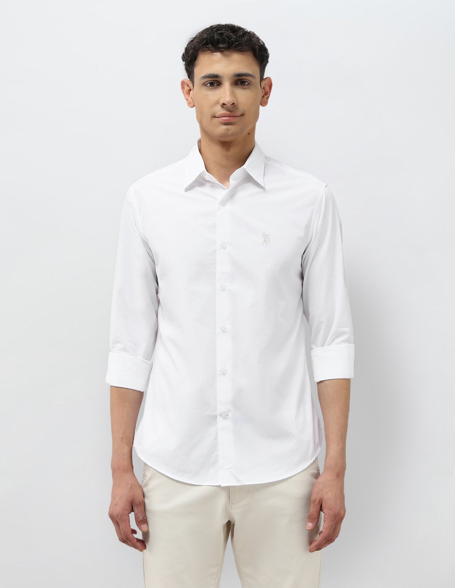 Dobby Tailored Fit Shirt White - U.S. POLO ASSN. | Large