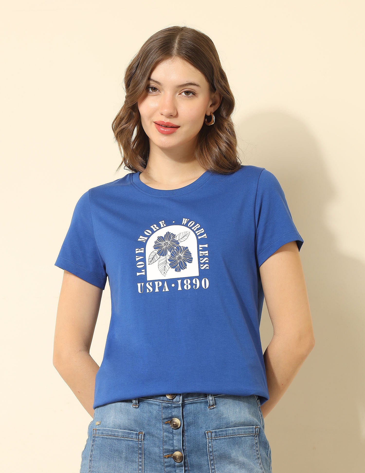 Regular Fit Brand Printed T-Shirt Blue - U.S. Polo Assn. India | Large