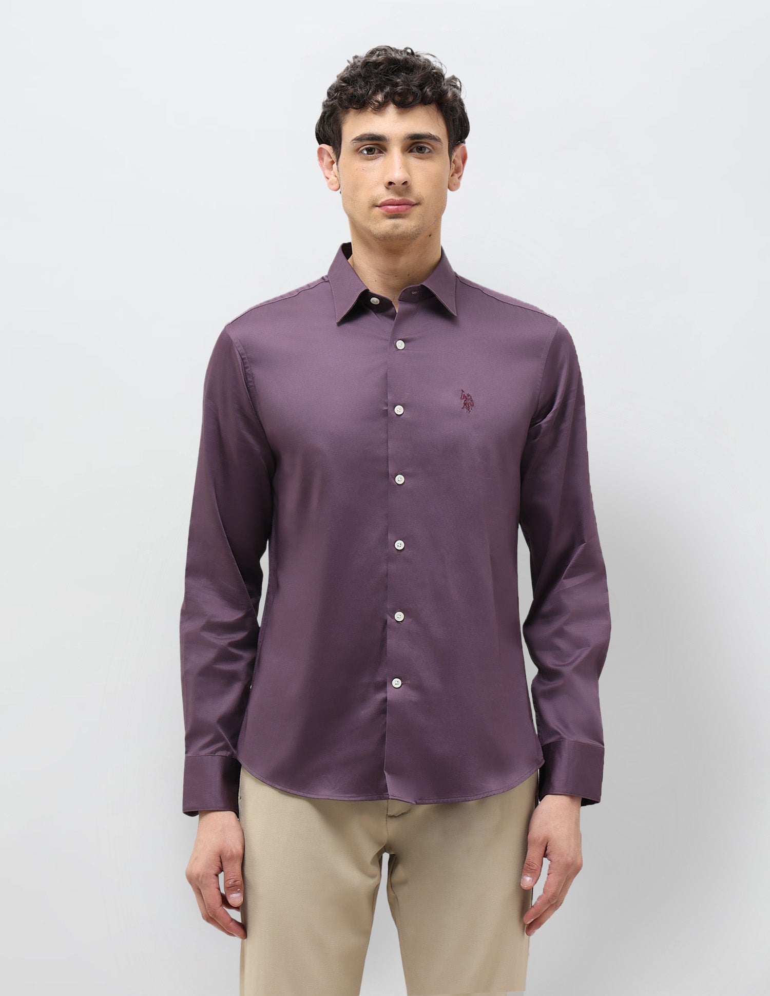 Satin Tailored Fit Shirt Purple - U.S. POLO ASSN. | Large