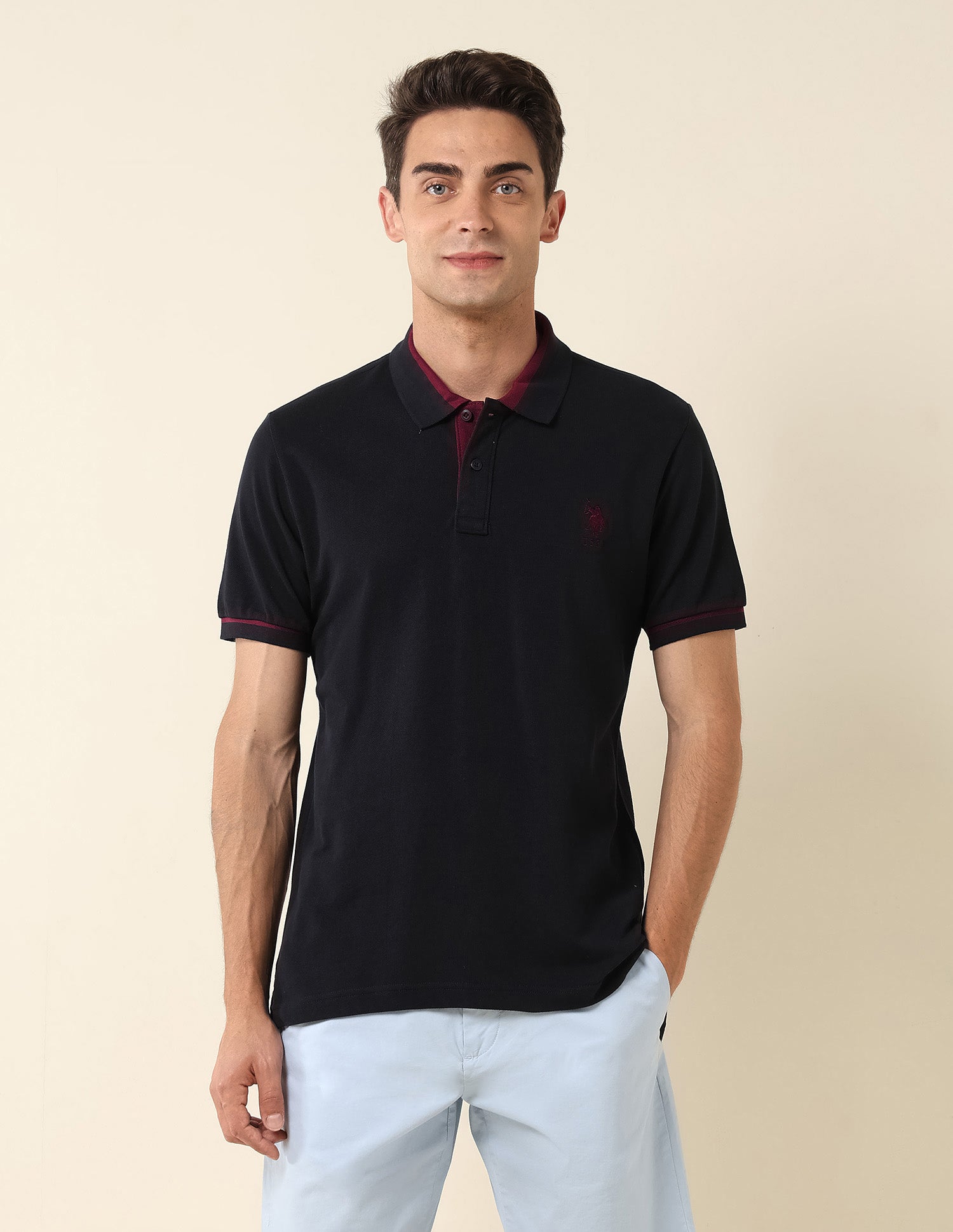 Slim Fit Pure Cotton Polo Shirt Navy - U.S. Polo Assn. India | Large
